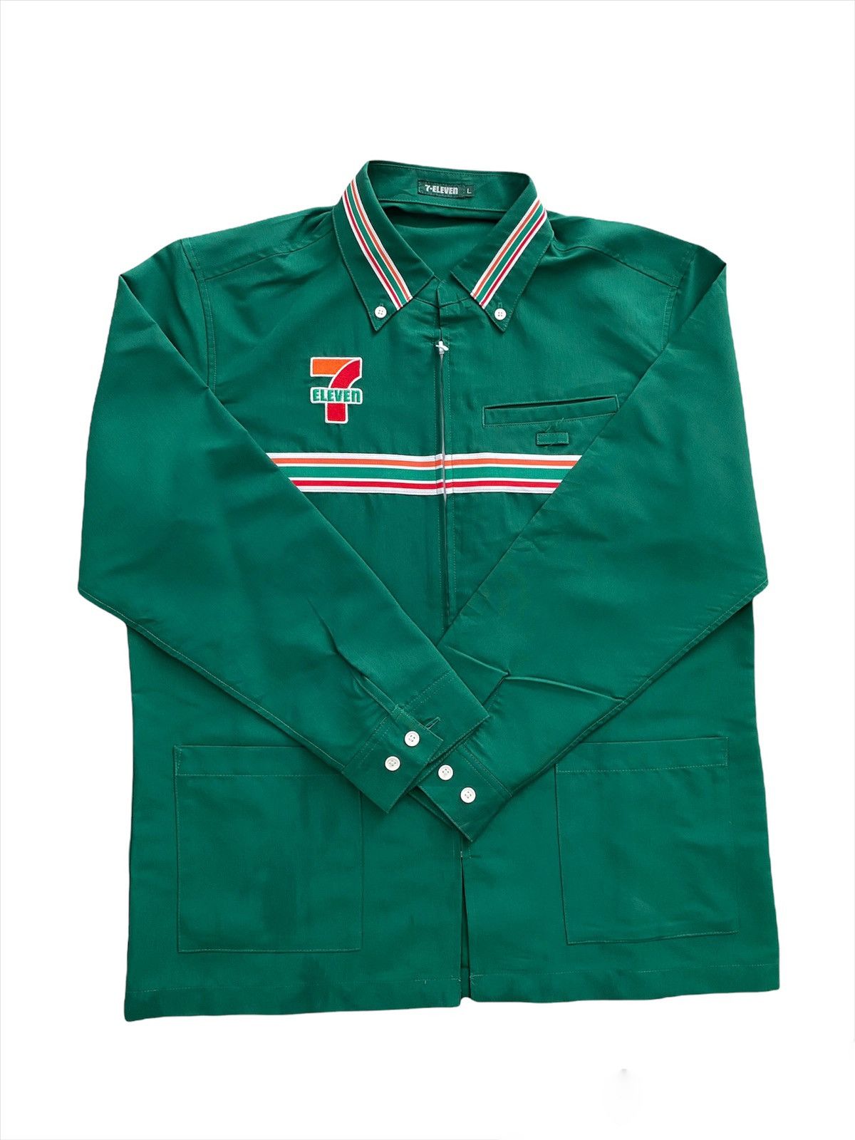 Uniform Wares × Vintage 🔥Seven 7 Eleven Big Felt Logo Convertible Zip Work Shirt Size US L / EU 52-54 / 3 - 3 Thumbnail