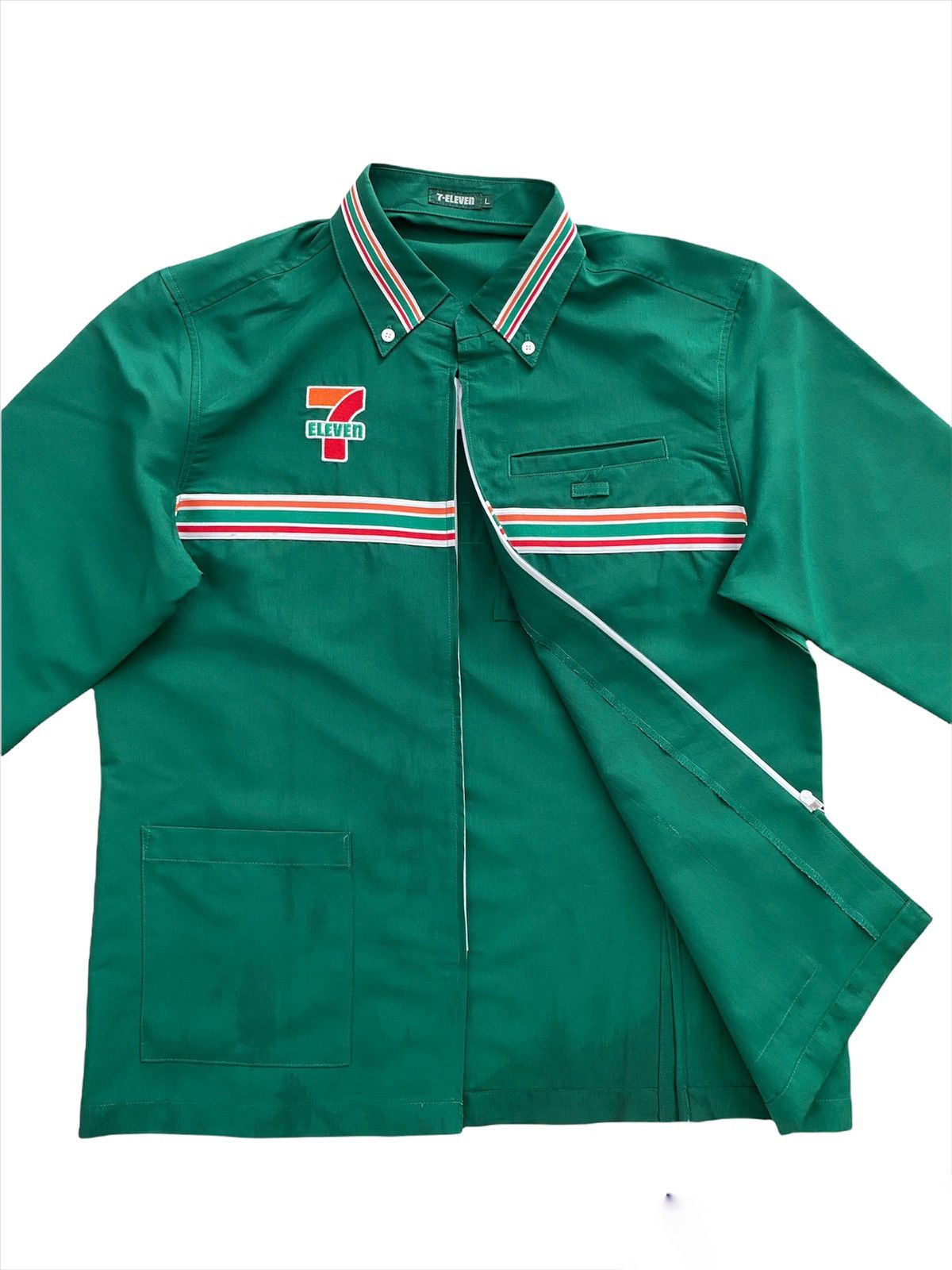 Uniform Wares × Vintage 🔥Seven 7 Eleven Big Felt Logo Convertible Zip Work Shirt Size US L / EU 52-54 / 3 - 4 Thumbnail