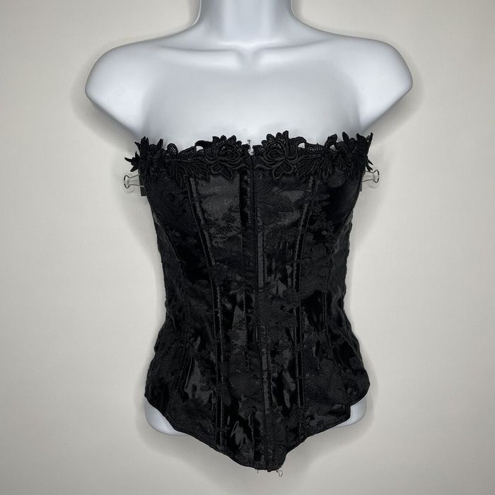 Vintage 90s Empire Intimates Black Satin Brocade Over Bust Corset | Grailed