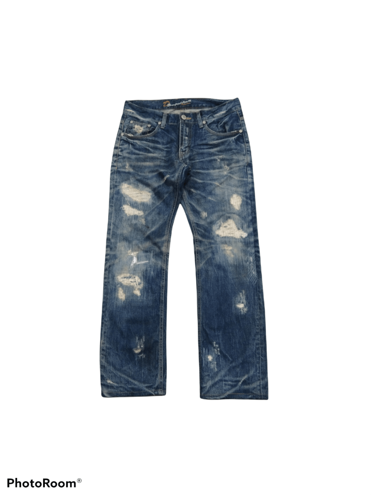 image of Avant Garde x Distressed Denim Japanese Destroyed Pacthwork Dpsr Denim Pants in Blue Distressed (Si