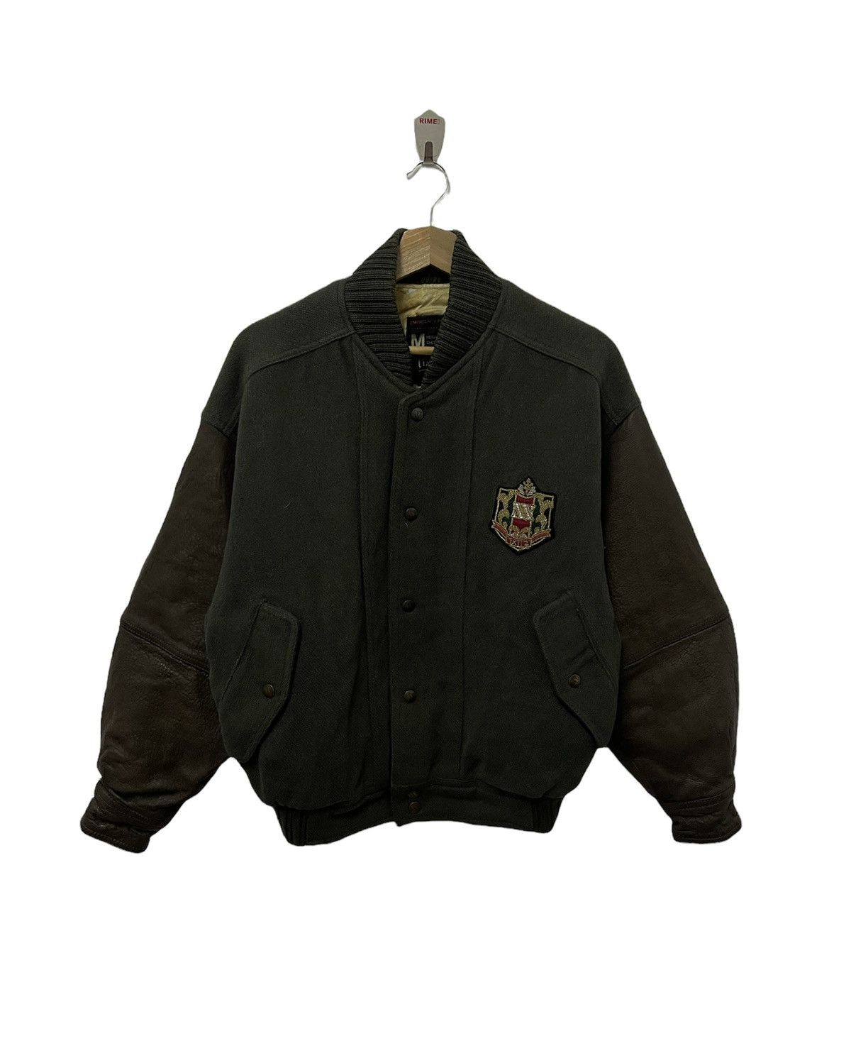Japanese Brand × Vintage Vintage ixi:z Sleeve Leather Bomber Style Varsity Jacket Size US M / EU 48-50 / 2 - 1 Thumbnail
