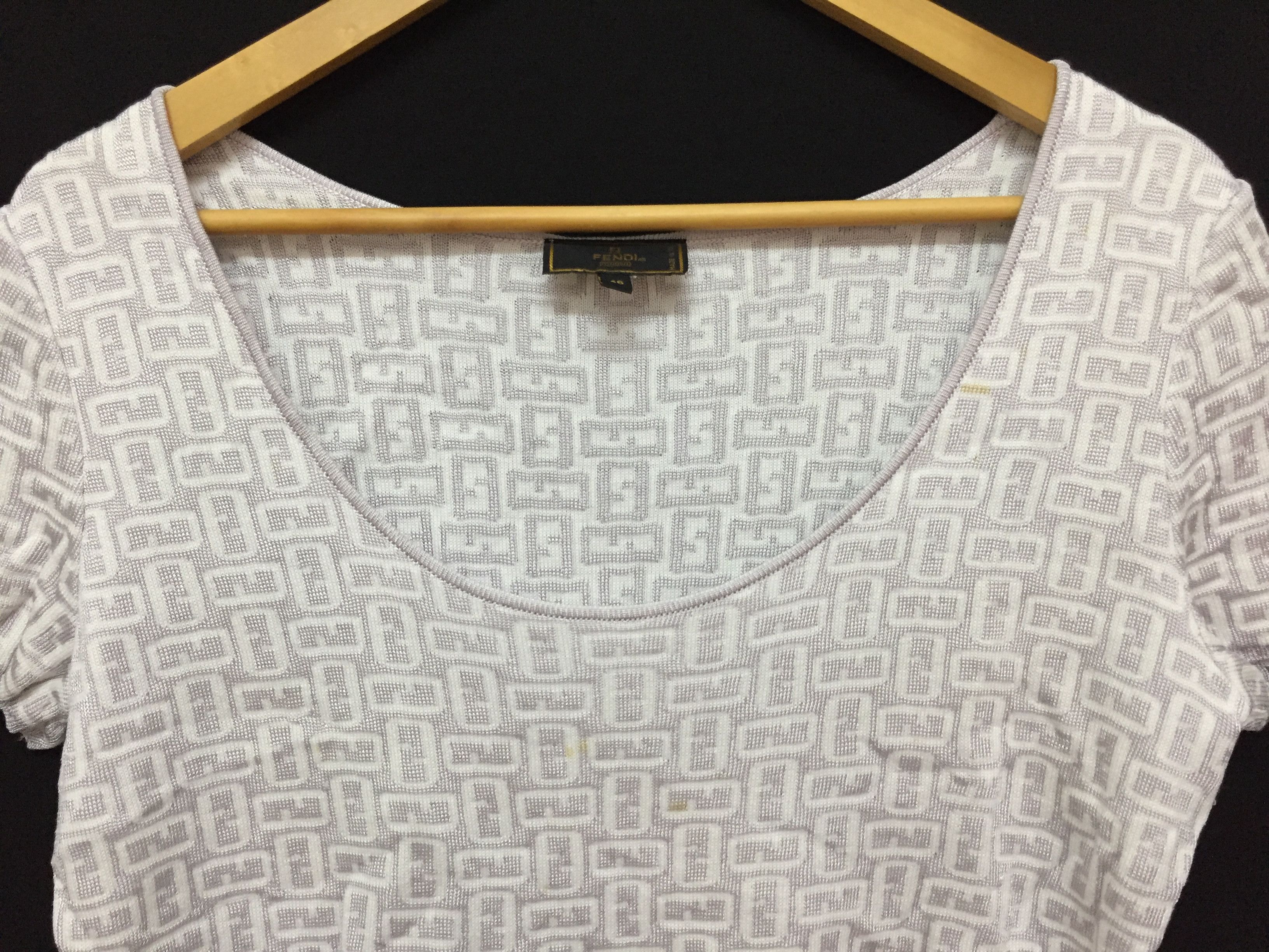 Fendi Vintage FENDI Zucca Monogram embroidered knit tee Size M / US 6-8 / IT 42-44 - 3 Thumbnail