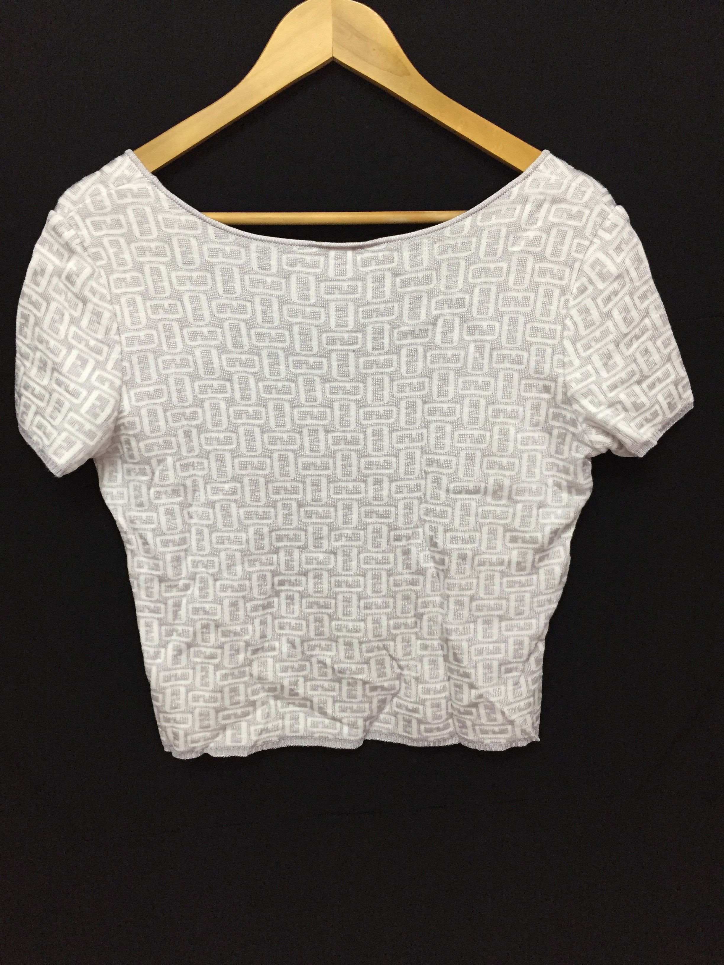 Fendi Vintage FENDI Zucca Monogram embroidered knit tee Size M / US 6-8 / IT 42-44 - 7 Thumbnail