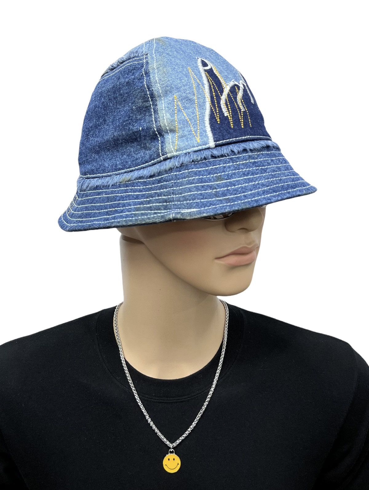 Rockstar Games GRUNGE METAL🤘🏼BUCKER Patchwork Embroidery Denim Bucket Hat Size ONE SIZE - 5 Thumbnail