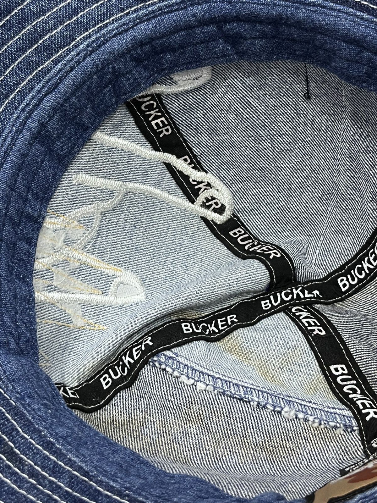 Rockstar Games GRUNGE METAL🤘🏼BUCKER Patchwork Embroidery Denim Bucket Hat Size ONE SIZE - 14 Thumbnail