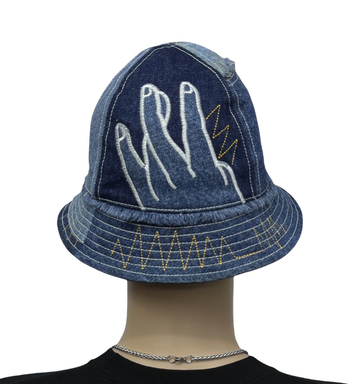 Rockstar Games GRUNGE METAL🤘🏼BUCKER Patchwork Embroidery Denim Bucket Hat Size ONE SIZE - 6 Thumbnail