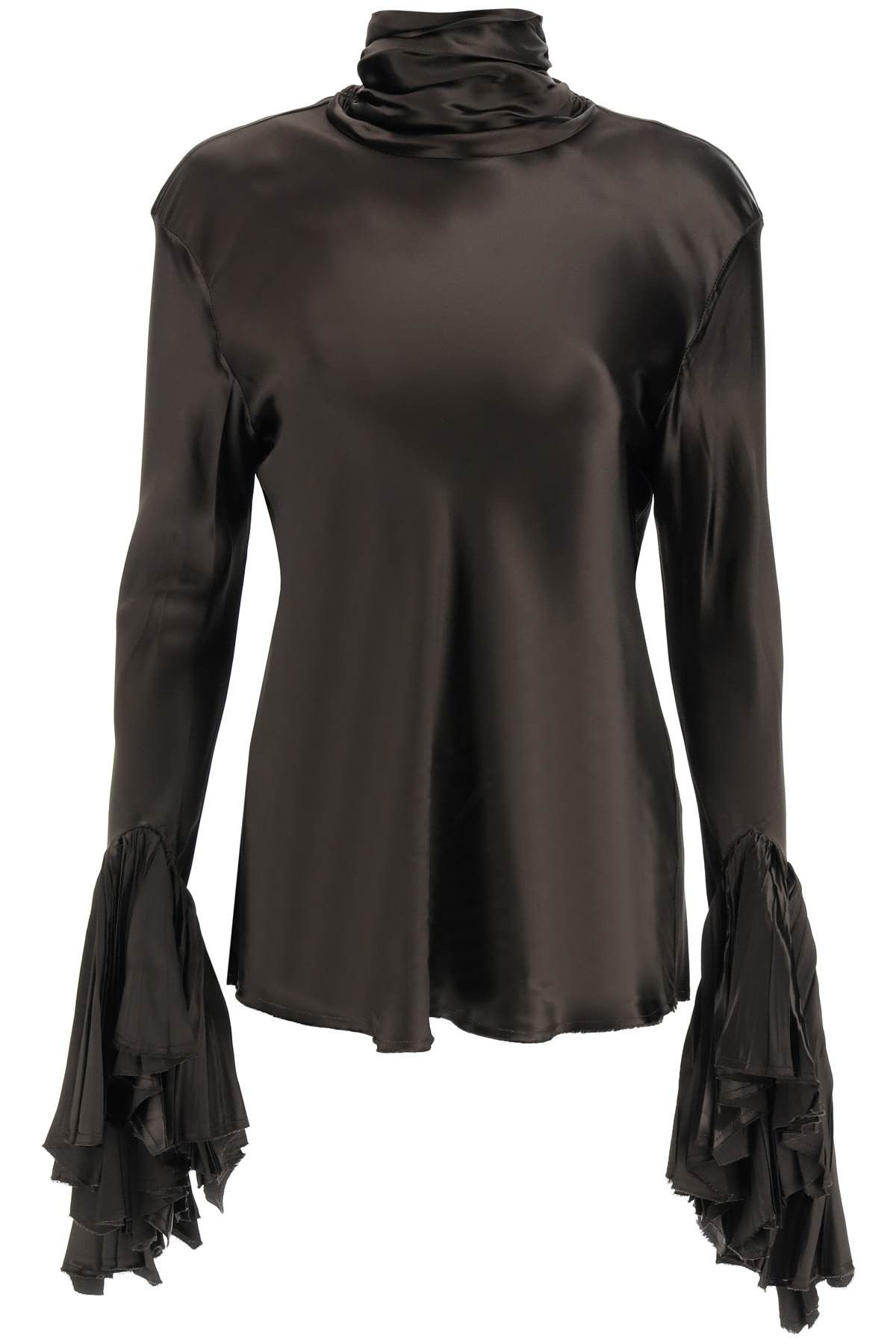 image of Khaite Satin 'amelia' Top in Brown, Women's (Size Medium)