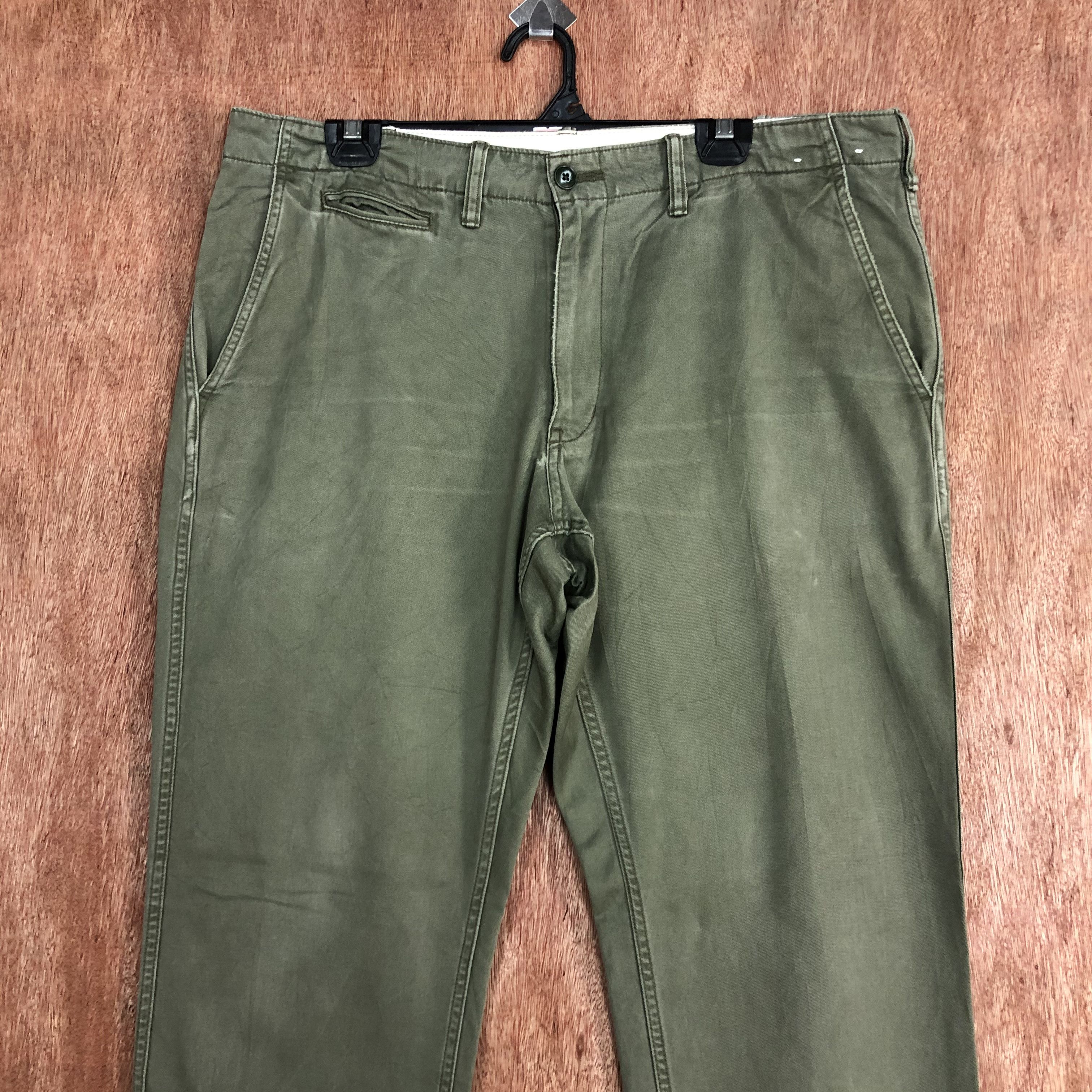 Japanese Brand × Uniqlo UNIQLO Vintage 90s Green Faded Casual Trouser Slack Pant Size US 35 - 2 Thumbnail
