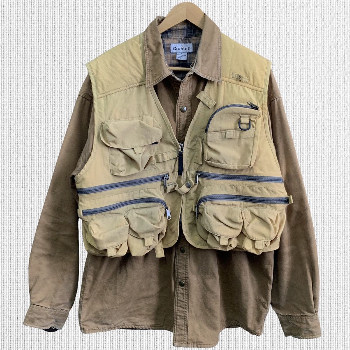 image of Carhartt x Vintage Carhart Utility Multipocket Jacket in Brown, Men's (Size Large)