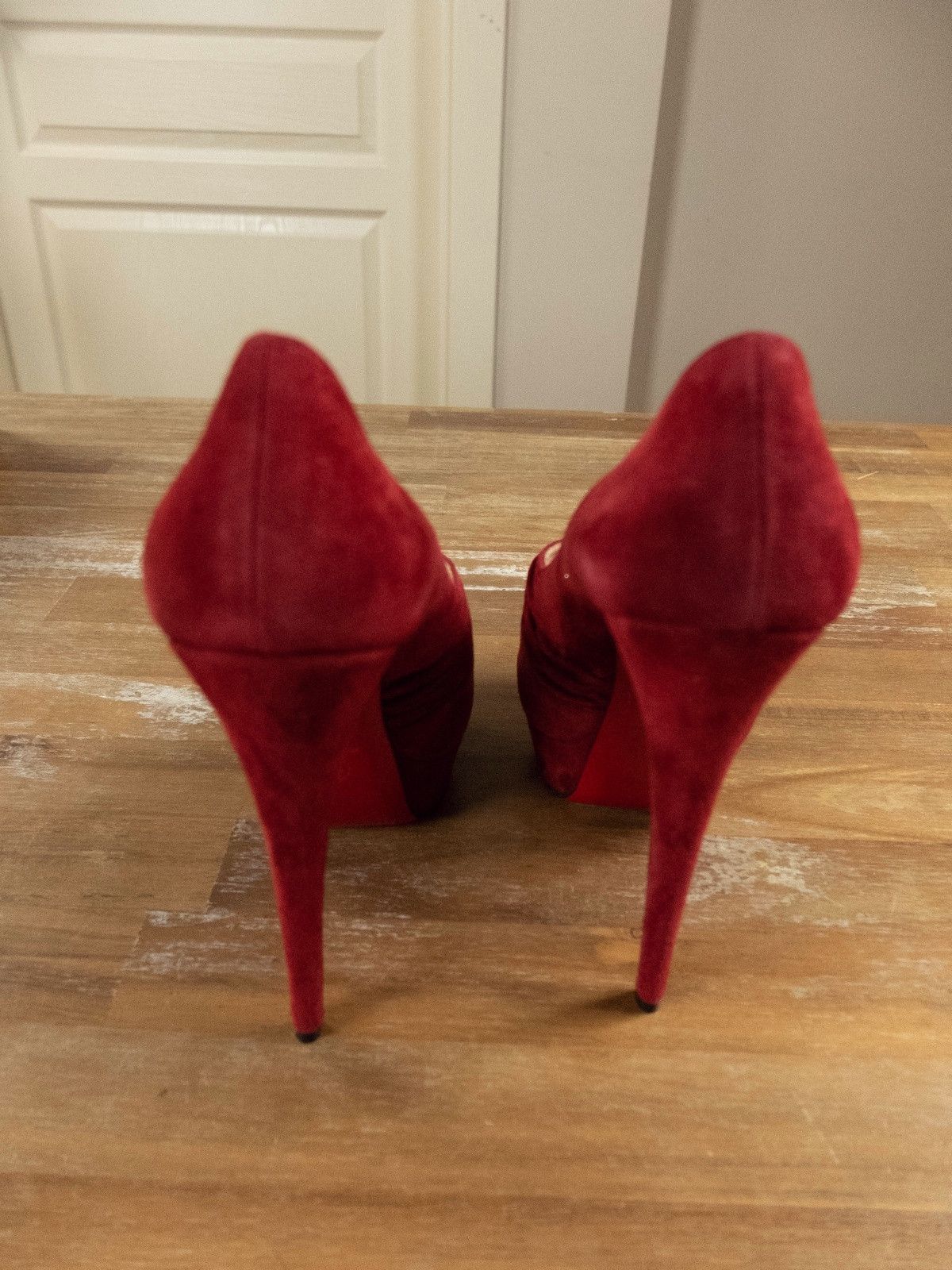 Christian Louboutin $945 CHRISTIAN LOUBOUTIN Drapadita red suede platform pumps Size US 8.5 / IT 38.5 - 4 Thumbnail