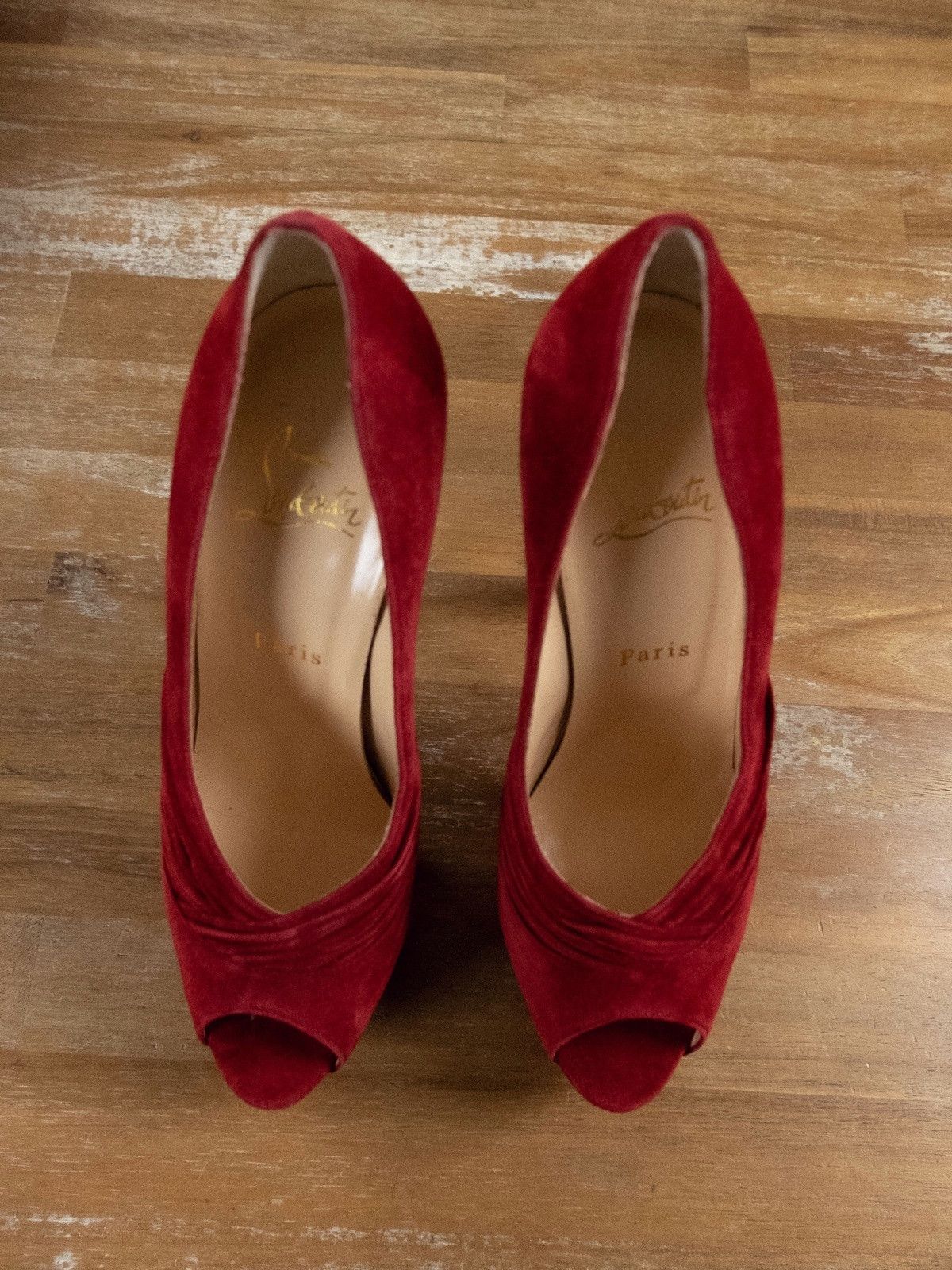 Christian Louboutin $945 CHRISTIAN LOUBOUTIN Drapadita red suede platform pumps Size US 8.5 / IT 38.5 - 2 Thumbnail