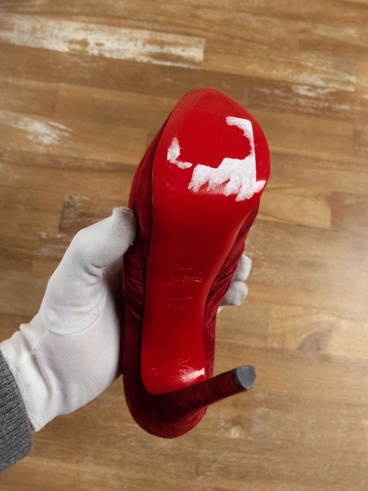 Christian Louboutin $945 CHRISTIAN LOUBOUTIN Drapadita red suede platform pumps Size US 8.5 / IT 38.5 - 5 Thumbnail