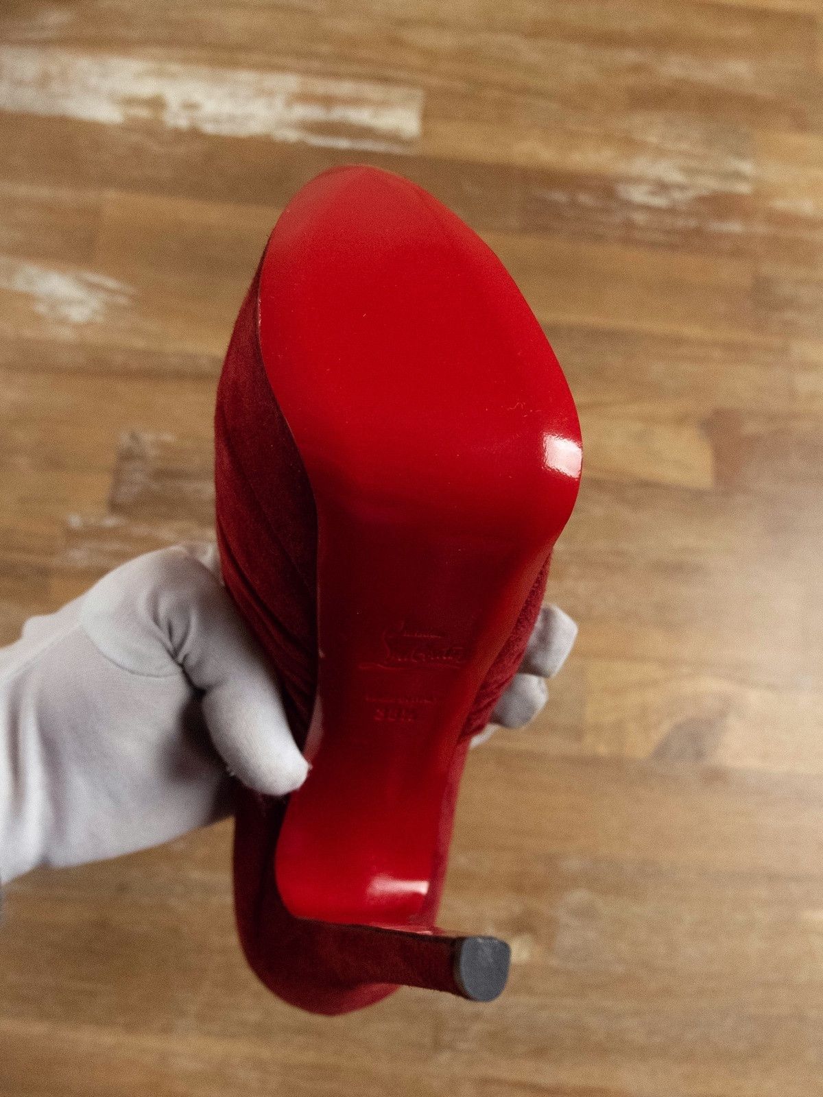 Christian Louboutin $945 CHRISTIAN LOUBOUTIN Drapadita red suede platform pumps Size US 8.5 / IT 38.5 - 6 Thumbnail