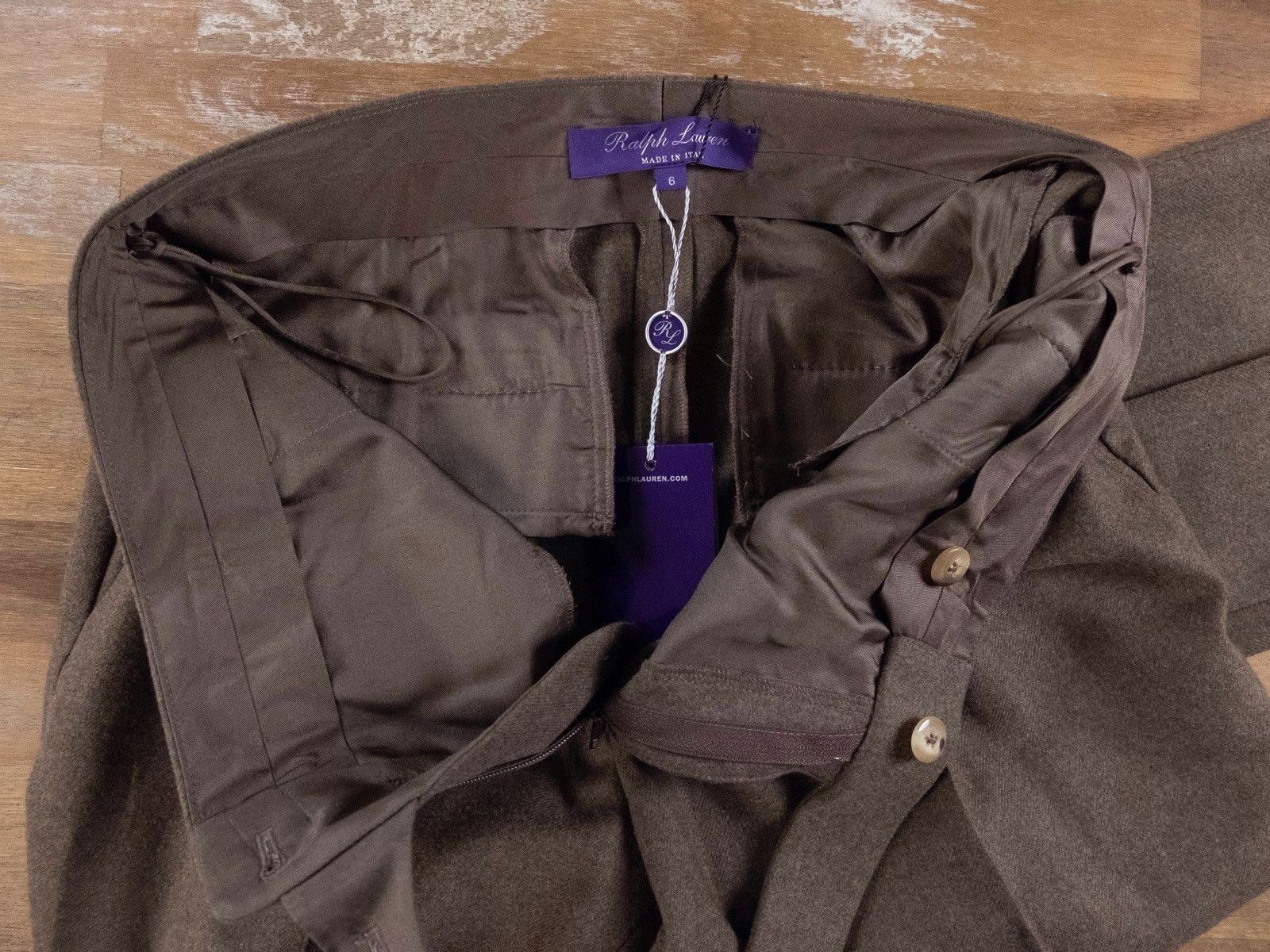 Ralph Lauren RALPH LAUREN PURPLE LABEL brown flannel wool pants trousers Size 28" / US 6 / IT 42 - 6 Thumbnail