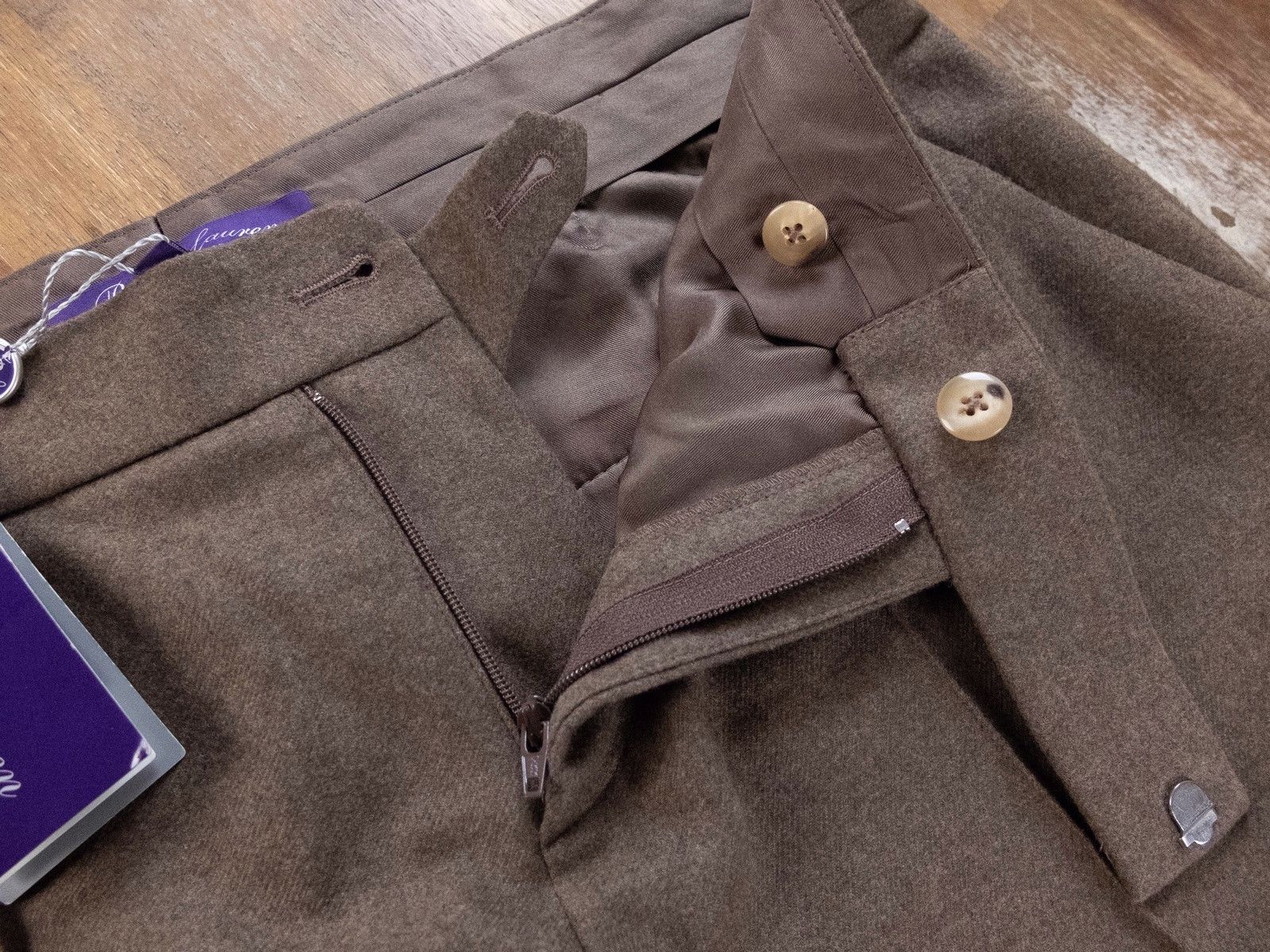 Ralph Lauren RALPH LAUREN PURPLE LABEL brown flannel wool pants trousers Size 28" / US 6 / IT 42 - 4 Thumbnail