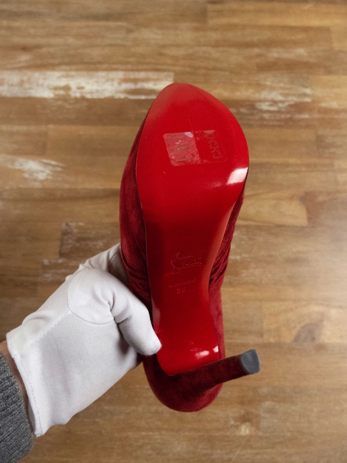 Christian Louboutin $945 CHRISTIAN LOUBOUTIN Drapadita red suede platform pumps Size US 8 / IT 38 - 5 Thumbnail
