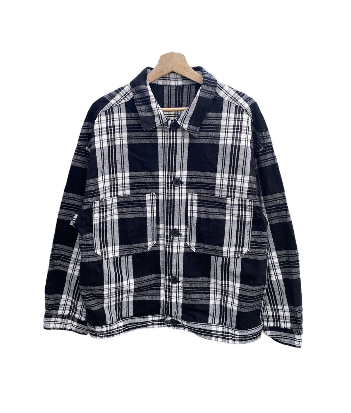 image of Steals Japanese Gu Flannel Jacket in Checked Black, Men's (Size Large)