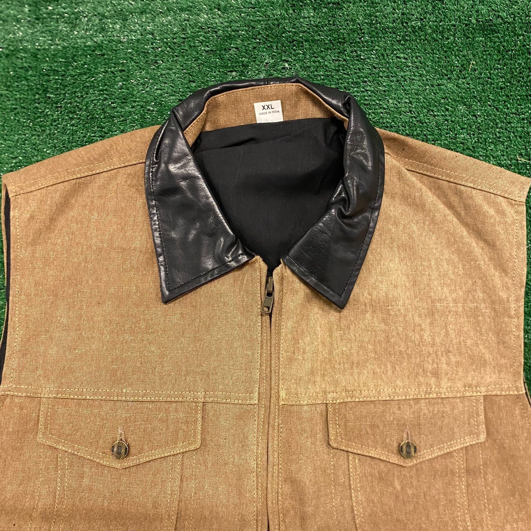 Tan Brown Western Canvas Denim Cowboy Rancher Hunting Vest
