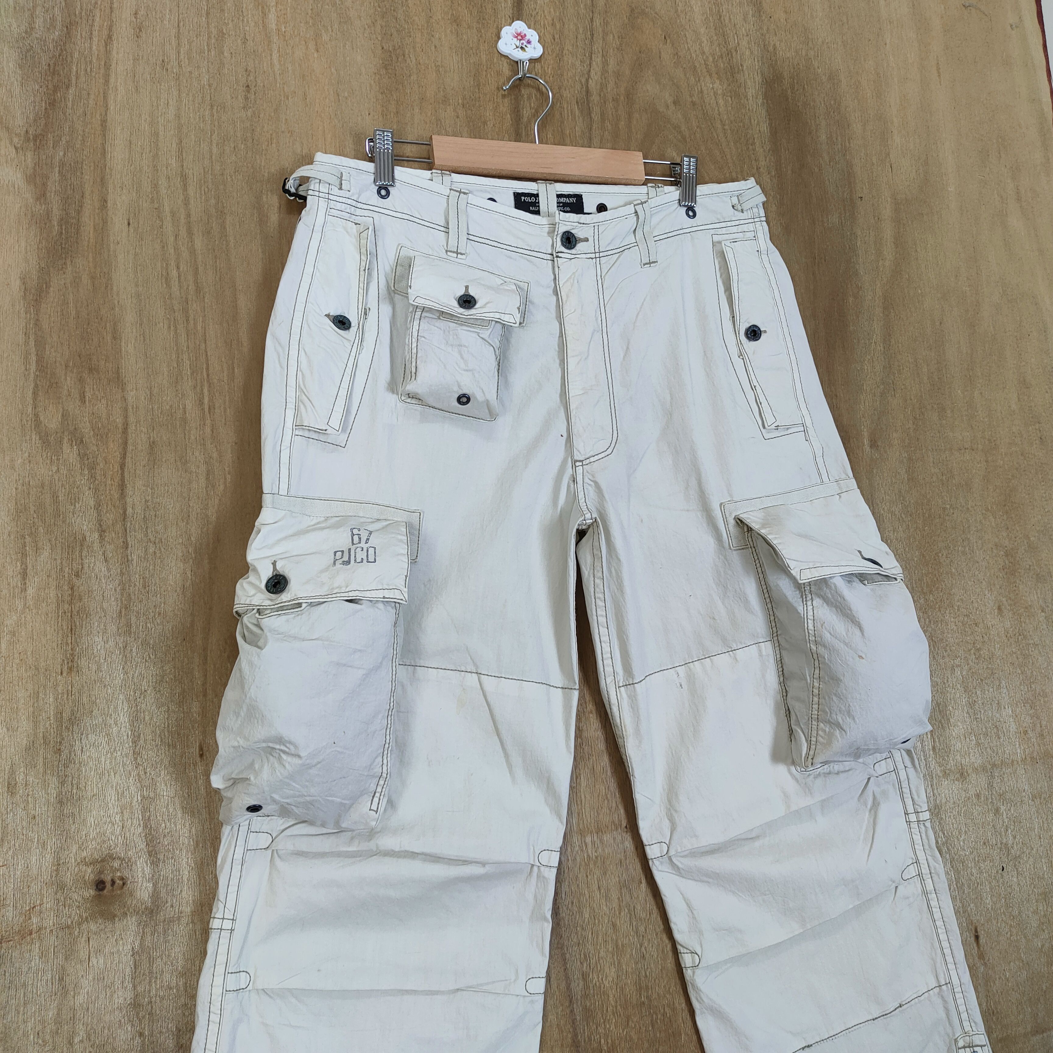 Polo Ralph Lauren RALPH LAUREN FADED WHITE CARGO PANTS Size US 34 / EU 50 - 4 Thumbnail