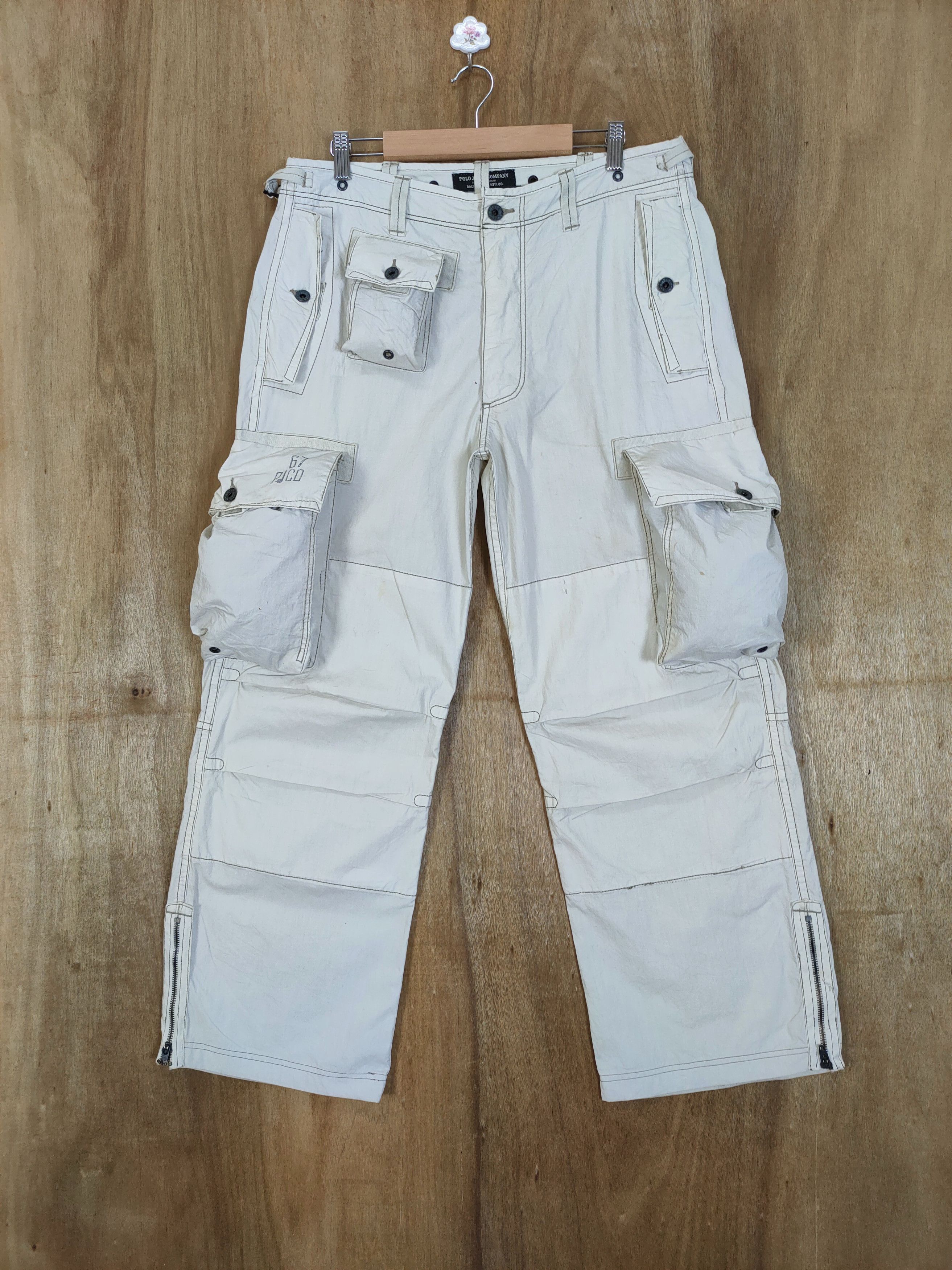 RALPH LAUREN FADED WHITE CARGO PANTS