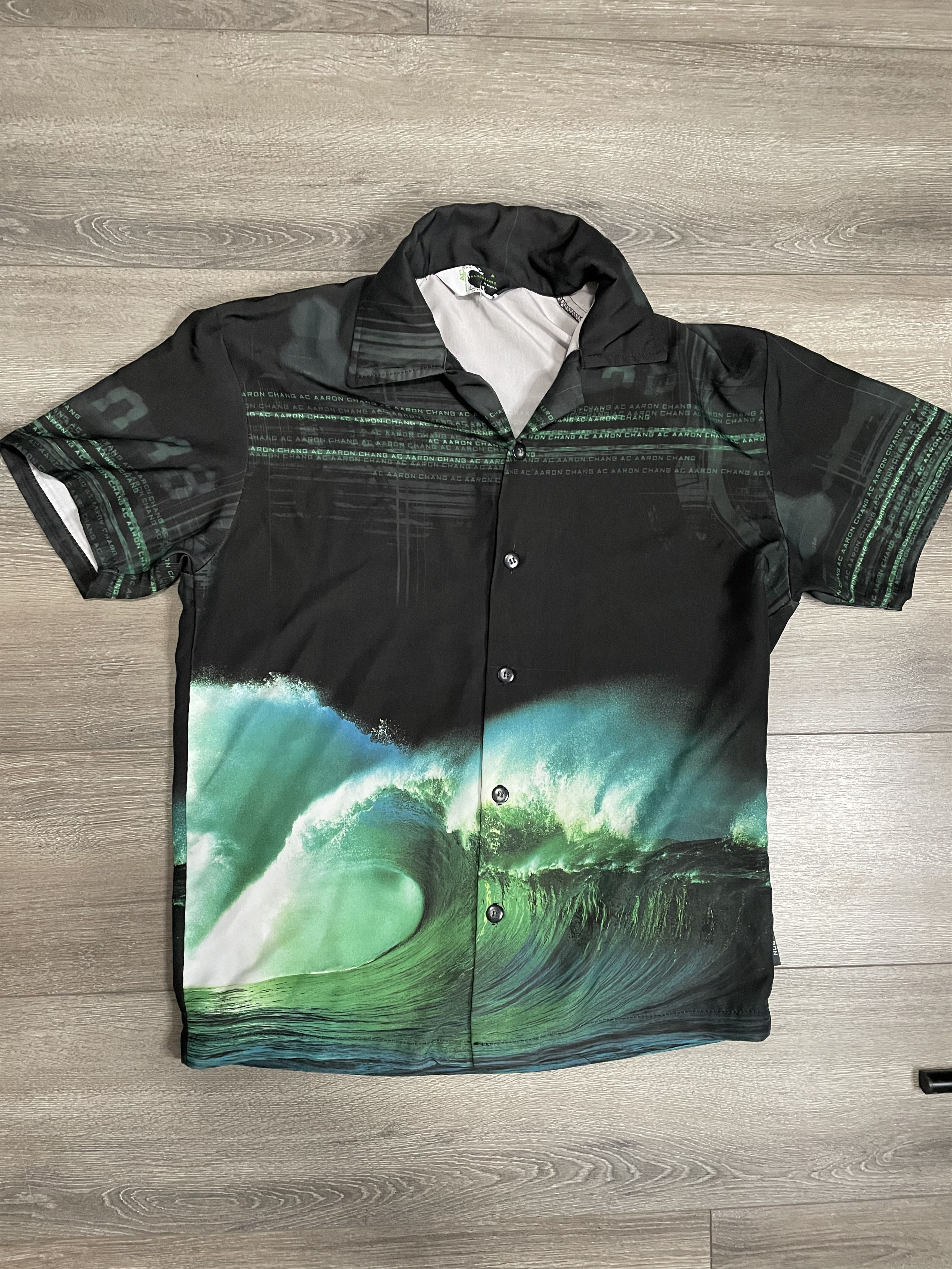 image of Aaron Chang - Art Photography - Hawaiian Shirt in Green, Men's (Size Medium)