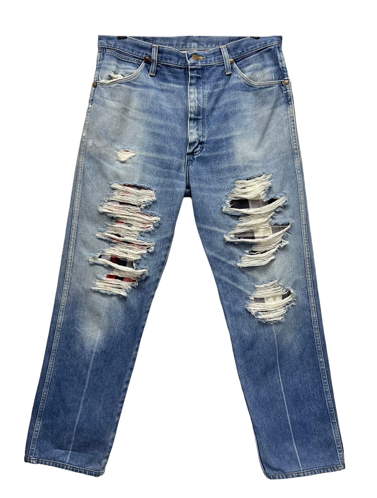 Wrangler Vintage WRANGLER Distressed Reworked Denim Made in USA Size US 31 - 1 Thumbnail