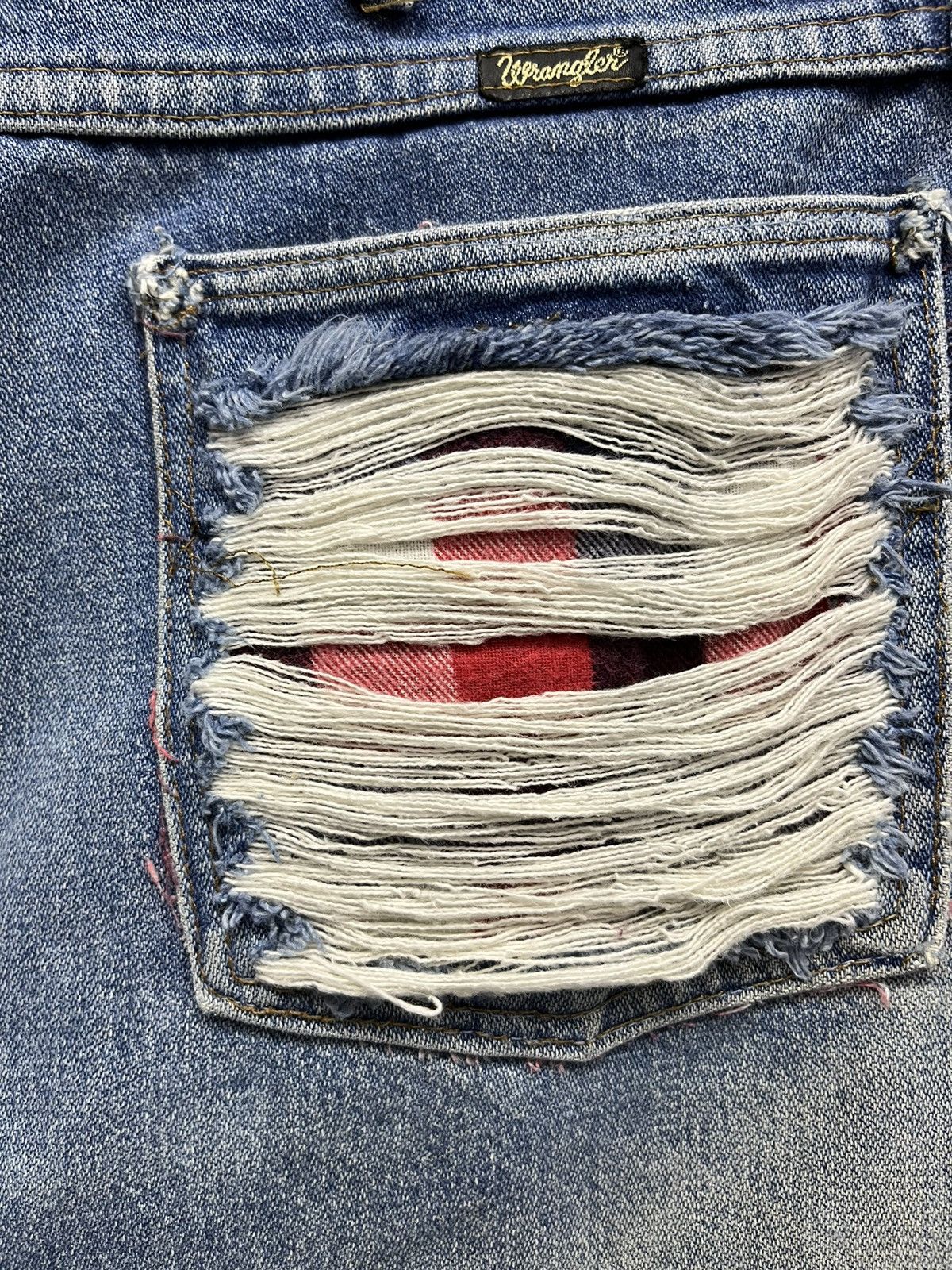 Wrangler Vintage WRANGLER Distressed Reworked Denim Made in USA Size US 31 - 12 Thumbnail