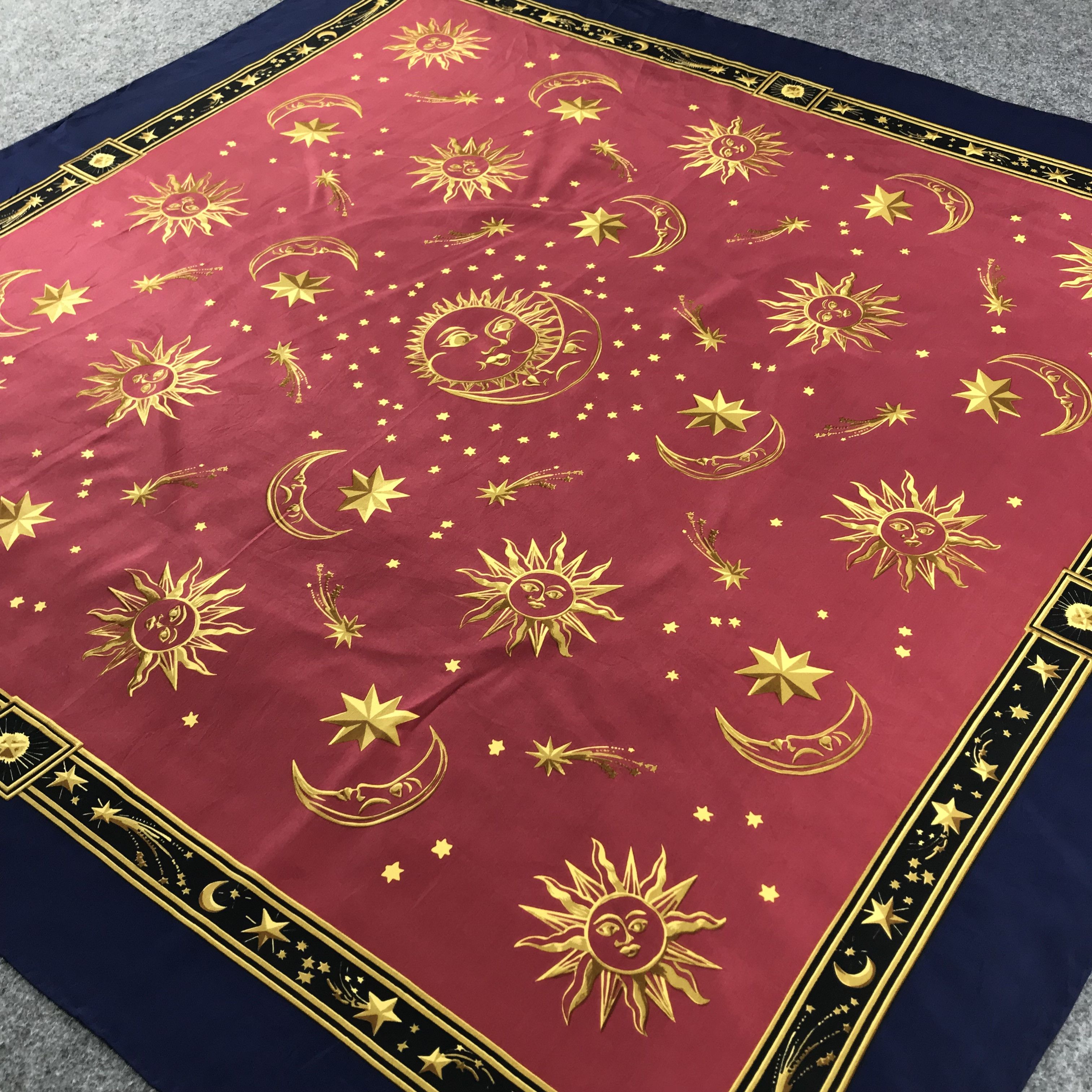 Vintage Sun and Moon Astrology Silk Scarf M118 Size ONE SIZE - 3 Thumbnail