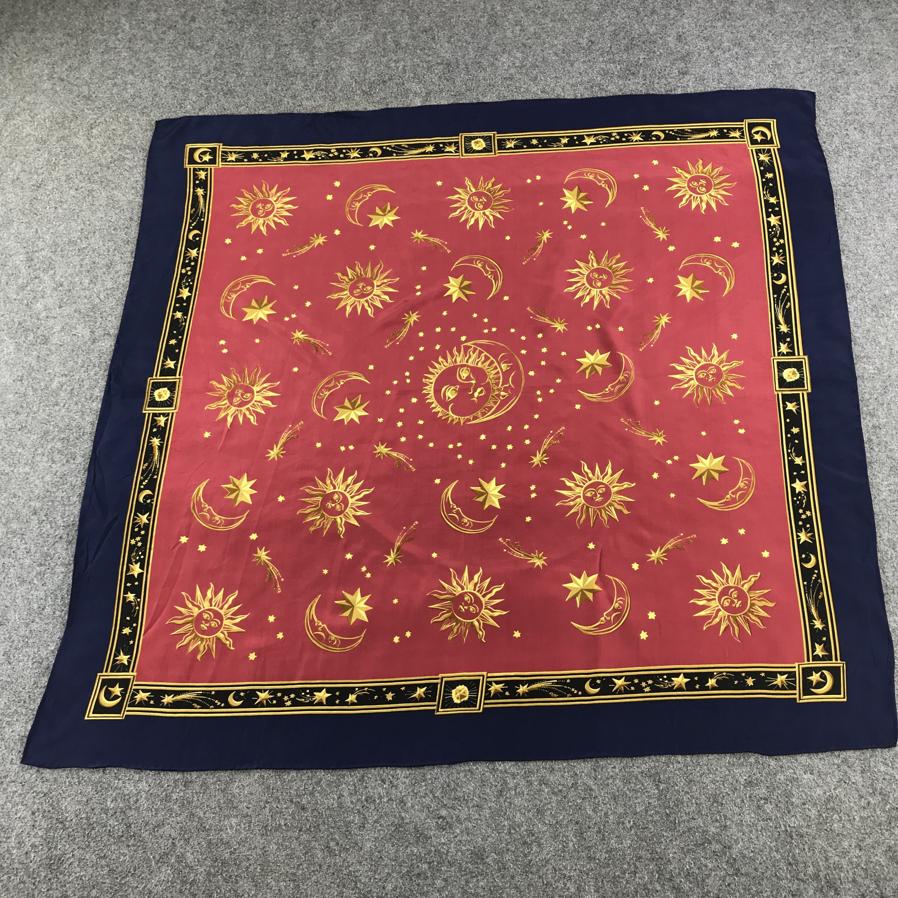Vintage Sun and Moon Astrology Silk Scarf M118 Size ONE SIZE - 2 Thumbnail