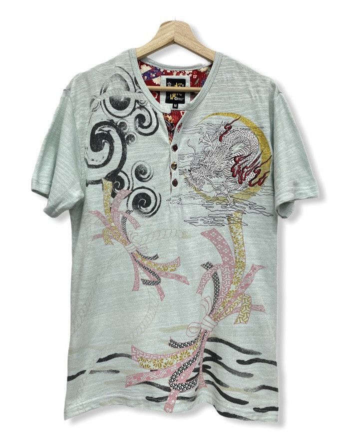 Japanese Brand × Vintage BULLET NOISE Sukajan Embroidery Dragon T-Shirt Size US S / EU 44-46 / 1 - 2 Thumbnail
