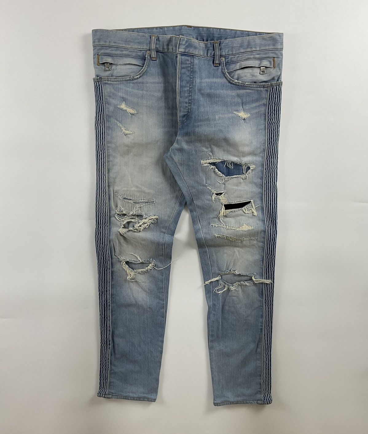 image of Balmain Distressed Denim, Men's (Size 35)