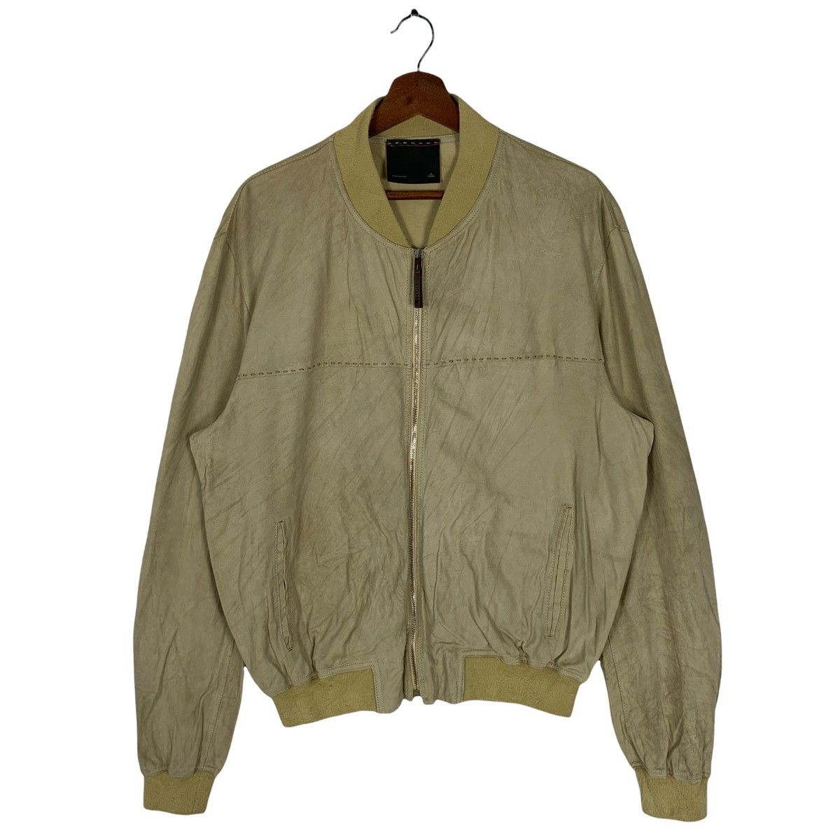 image of Fendi Suede Leather Jacket Size 52 in Beige, Men's