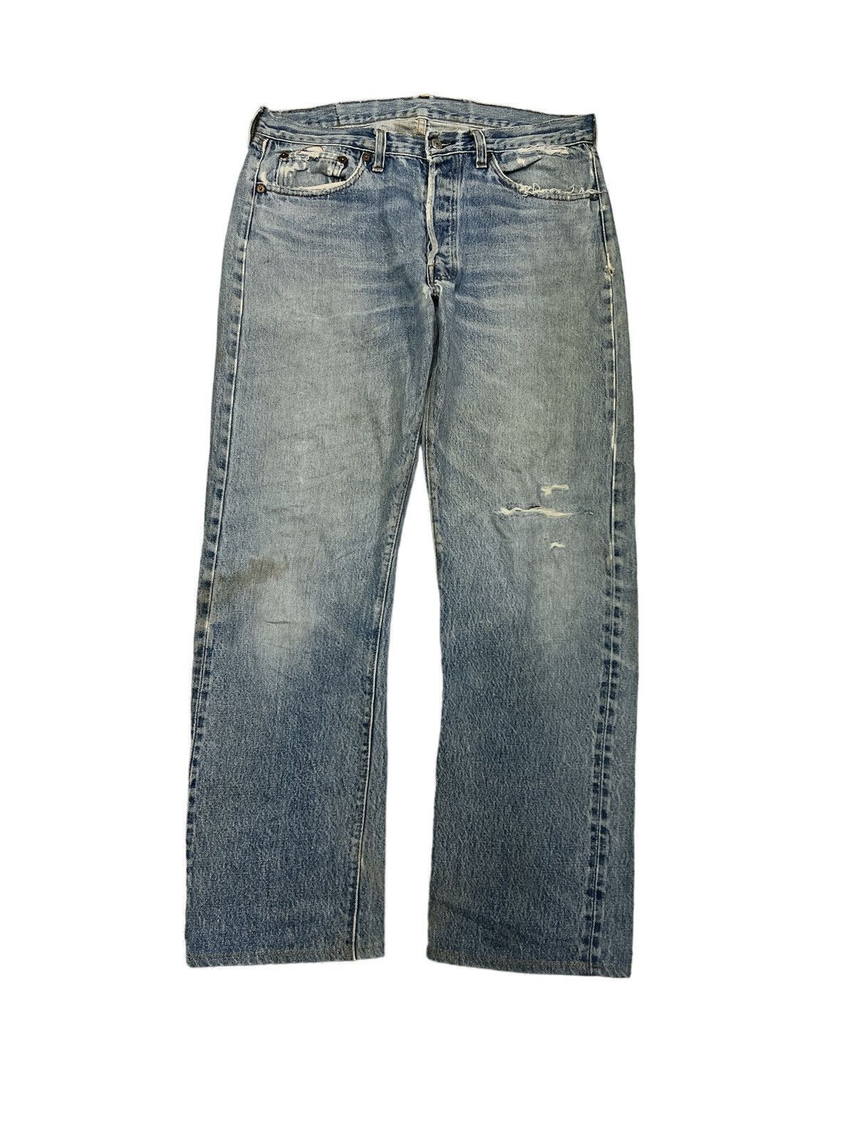 Japanese Brand × Levi's Made & Crafted × Vintage THRASHED VINTAGE 501 SALVAGE DISTRESSED DENIM PANT Size US 33 - 2 Thumbnail