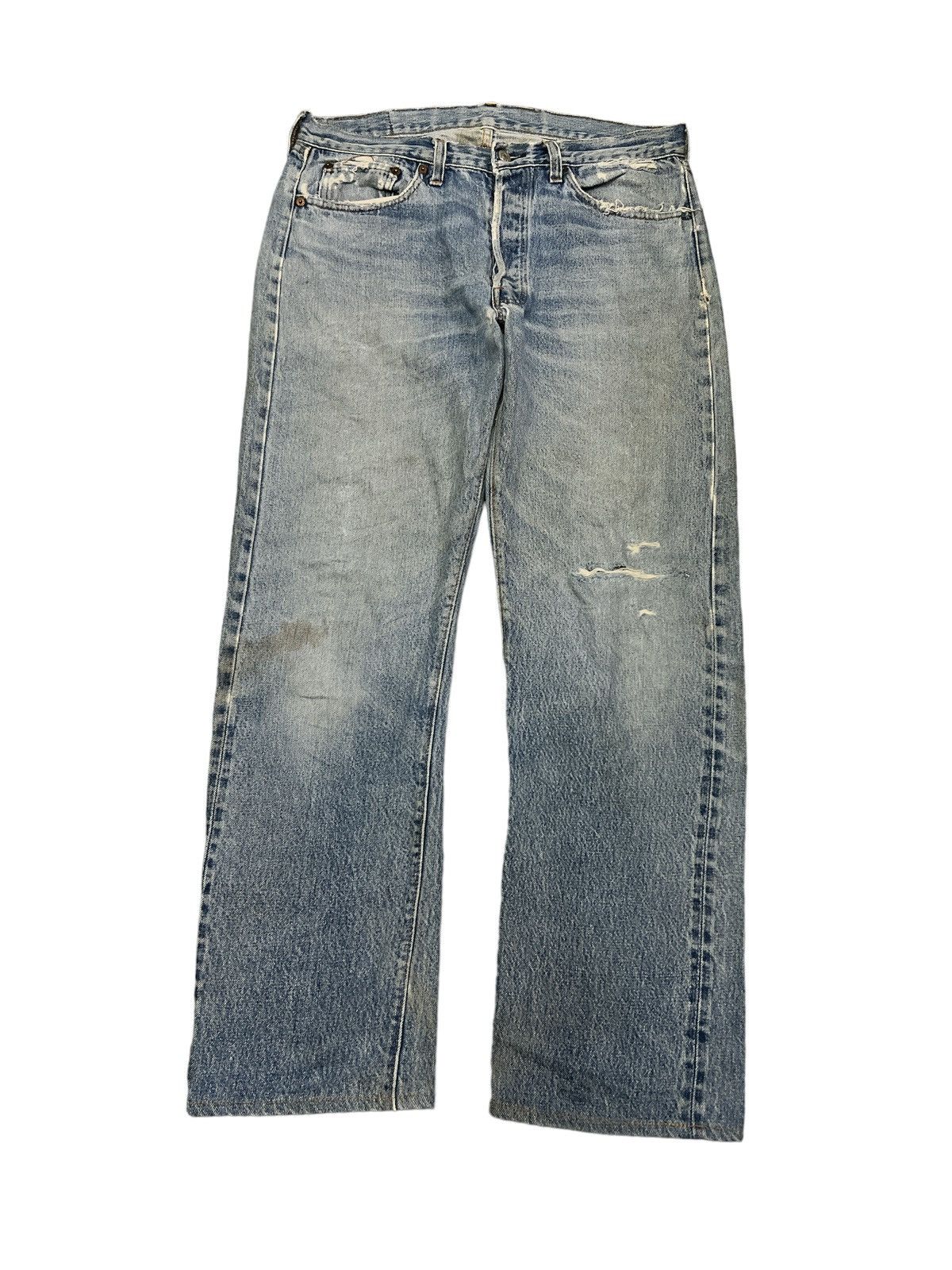 Japanese Brand × Levi's Made & Crafted × Vintage THRASHED VINTAGE 501 SALVAGE DISTRESSED DENIM PANT Size US 33 - 1 Thumbnail