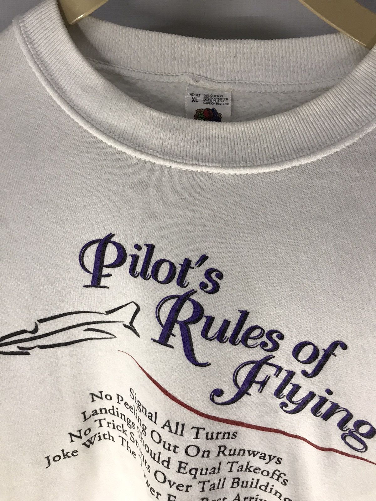 Fruit Of The Loom × Vintage Vintage pilots rules of flying crewneck sweatshirt by fotl Size US XL / EU 56 / 4 - 3 Thumbnail