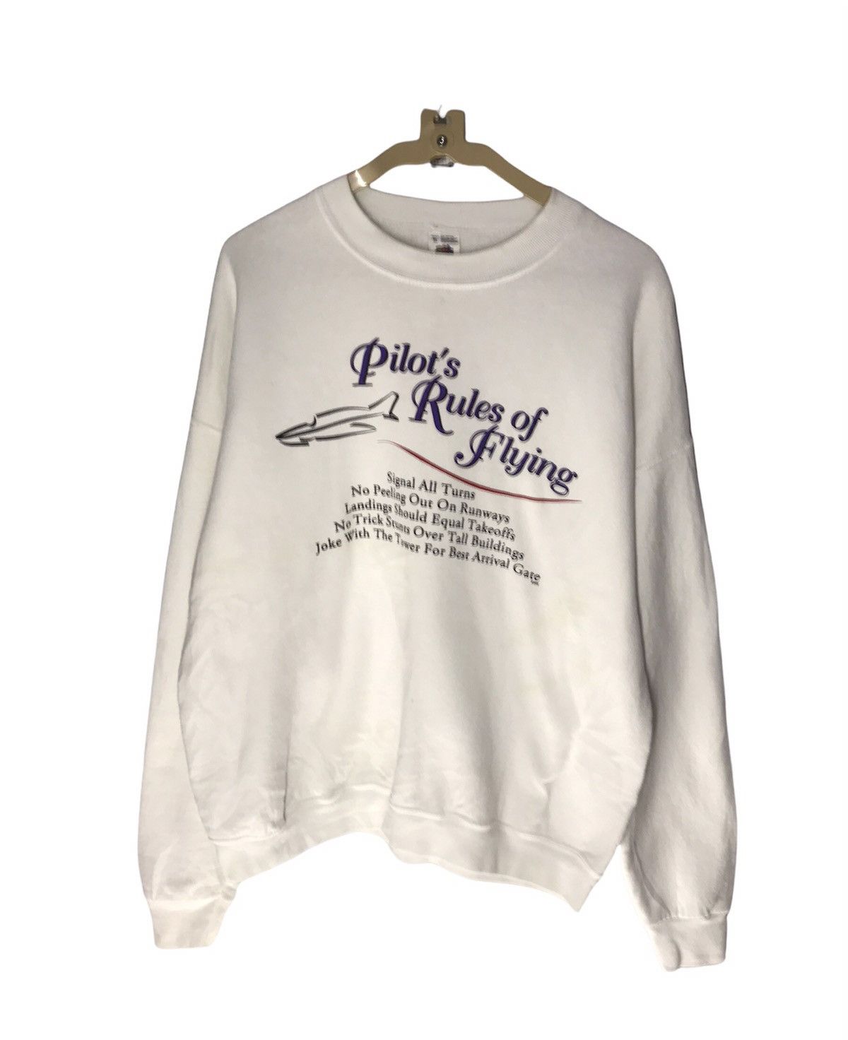 Fruit Of The Loom × Vintage Vintage pilots rules of flying crewneck sweatshirt by fotl Size US XL / EU 56 / 4 - 1 Thumbnail