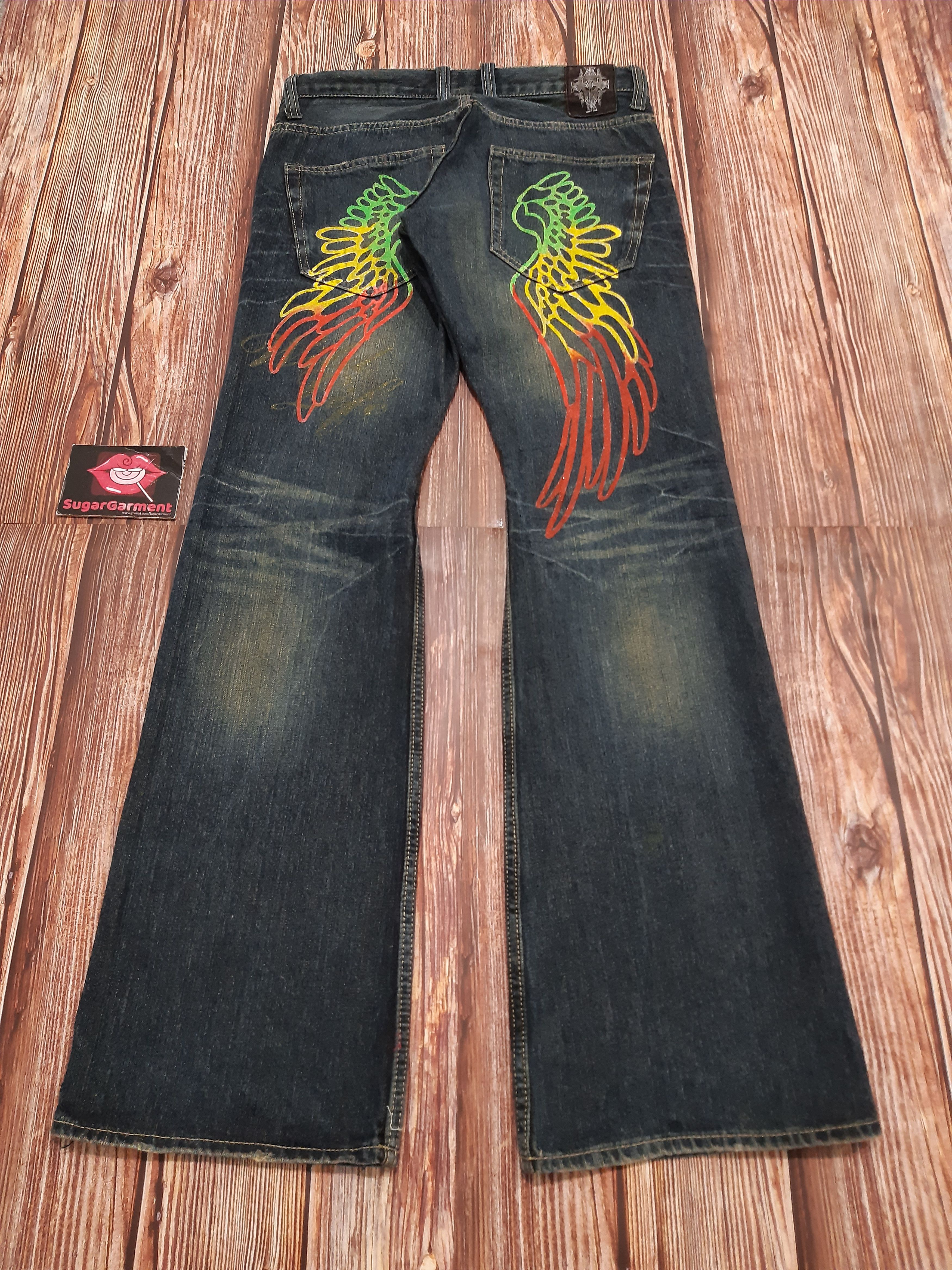 Japanese Brand Bootcut Jeans Rasta Reggae Vintage Size US 31 - 8 Thumbnail