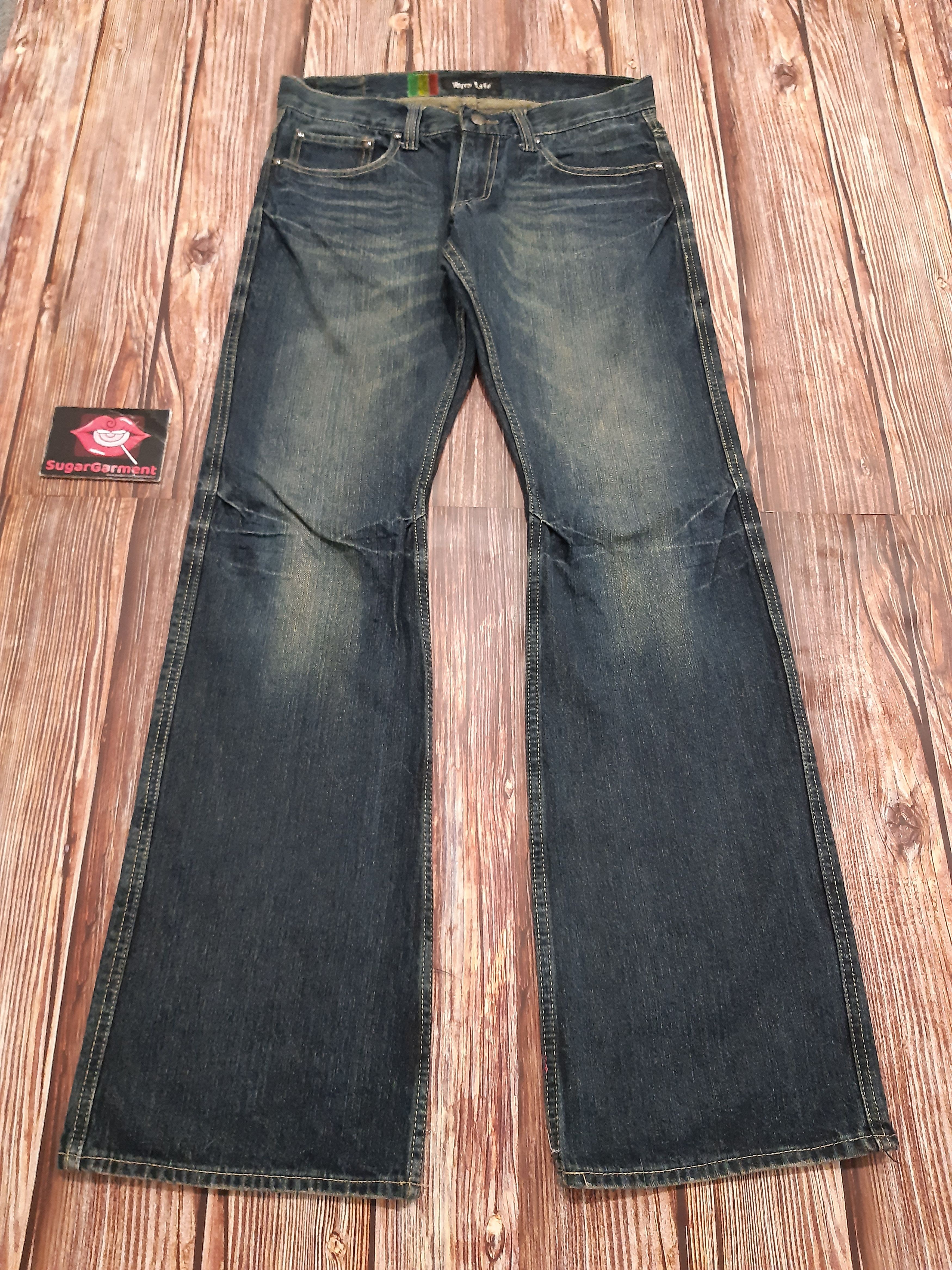 Japanese Brand Bootcut Jeans Rasta Reggae Vintage Size US 31 - 1 Thumbnail
