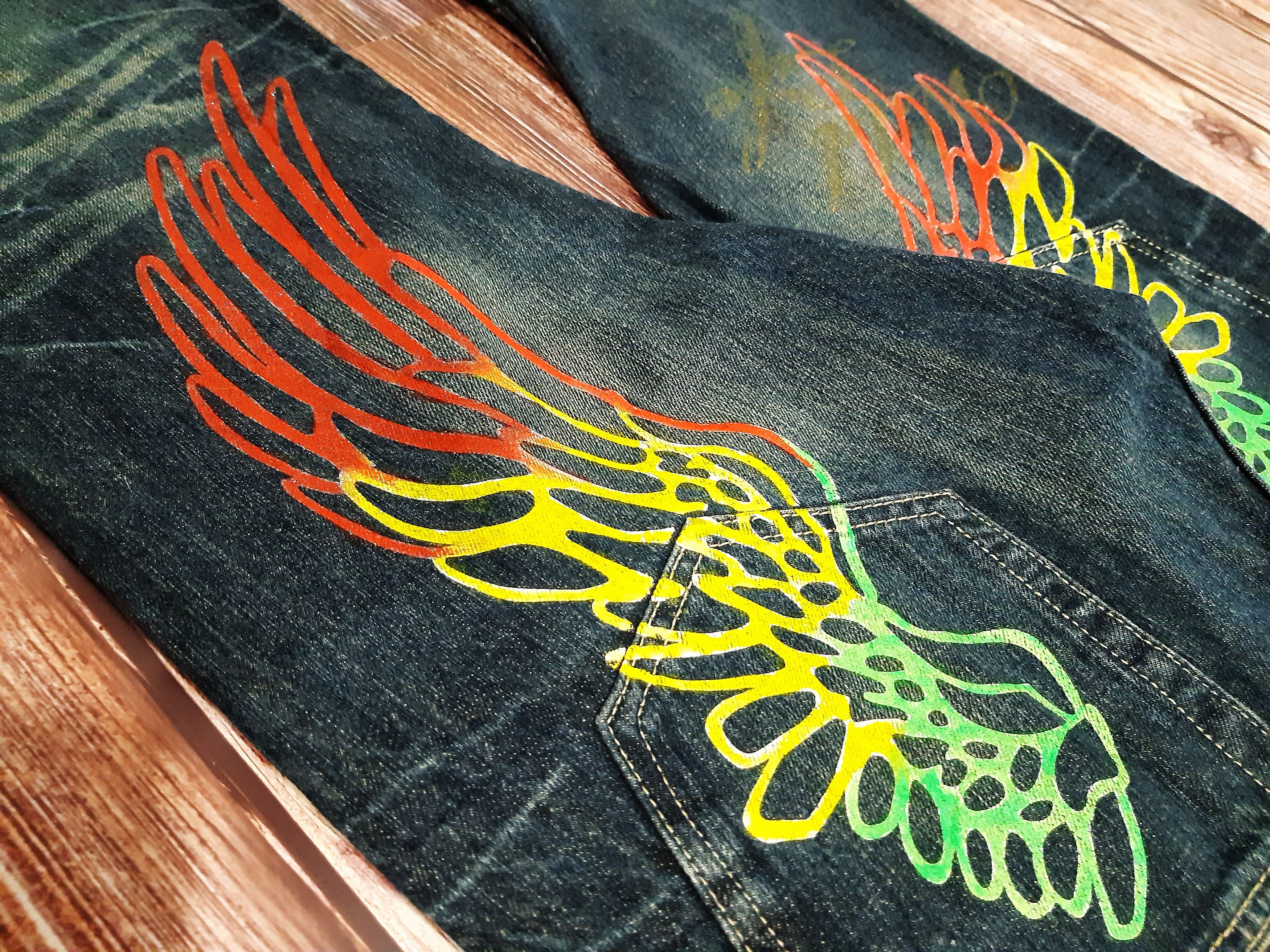 Japanese Brand Bootcut Jeans Rasta Reggae Vintage Size US 31 - 10 Thumbnail