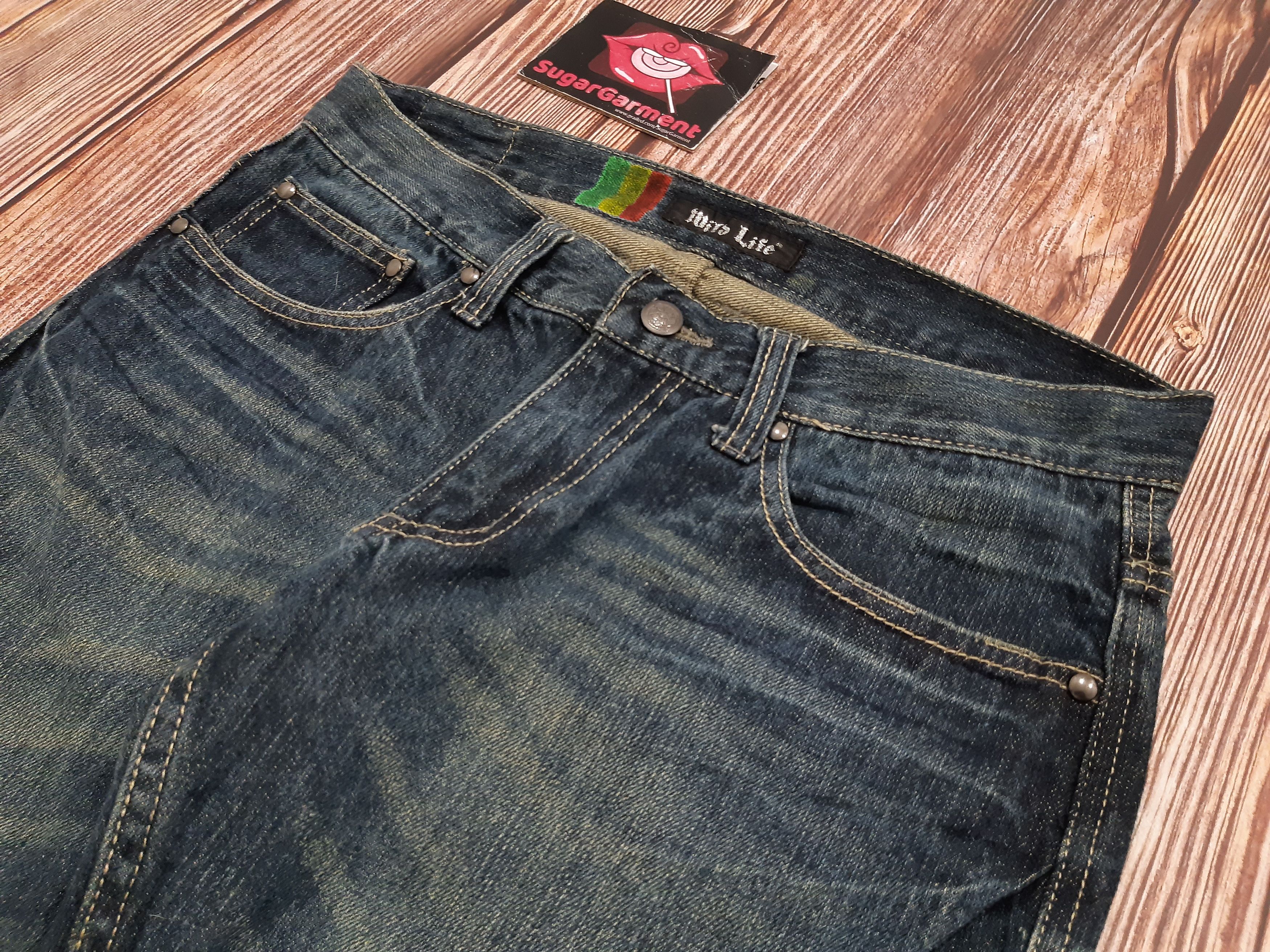 Japanese Brand Bootcut Jeans Rasta Reggae Vintage Size US 31 - 2 Thumbnail