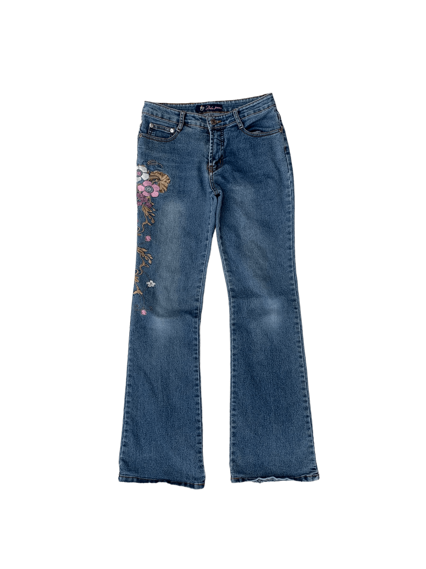 Japanese Brand Vintage DDZ Embroidered Flower Light Denim Jeans Stretchable Size 27" / US 4 / IT 40 - 1 Thumbnail