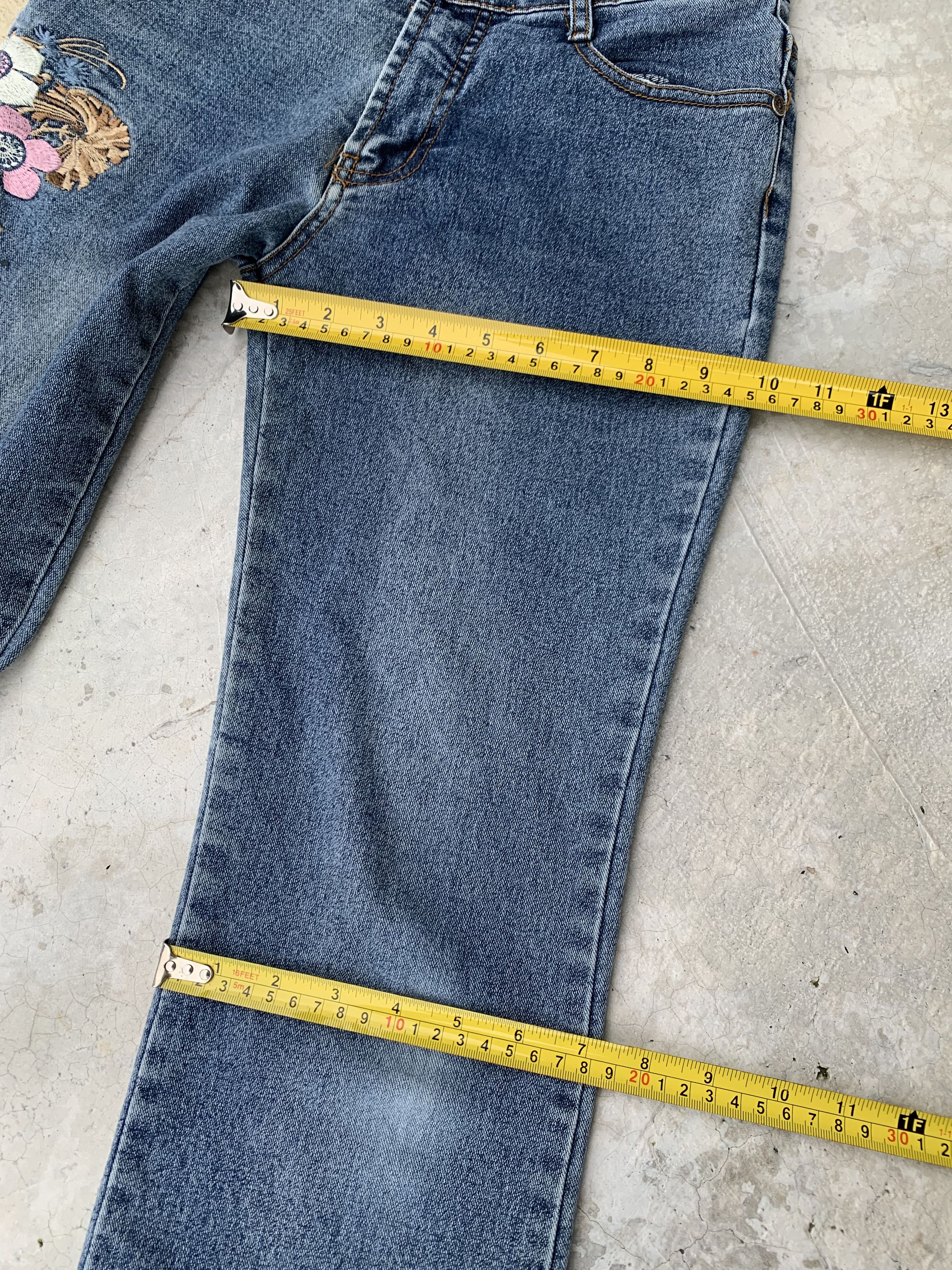 Japanese Brand Vintage DDZ Embroidered Flower Light Denim Jeans Stretchable Size 27" / US 4 / IT 40 - 10 Thumbnail