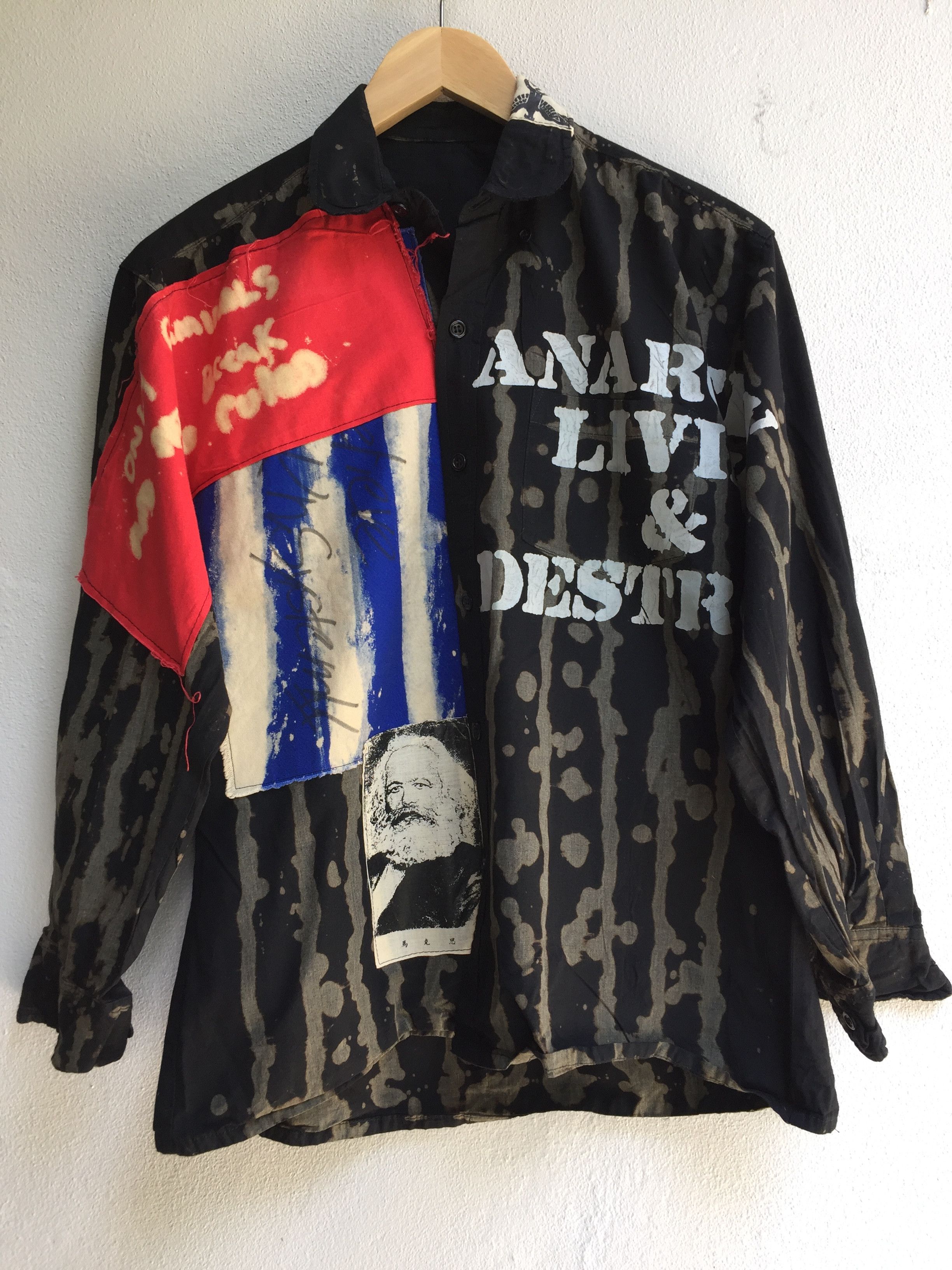 Japanese Brand black peace now button up bat collar shirt | Grailed