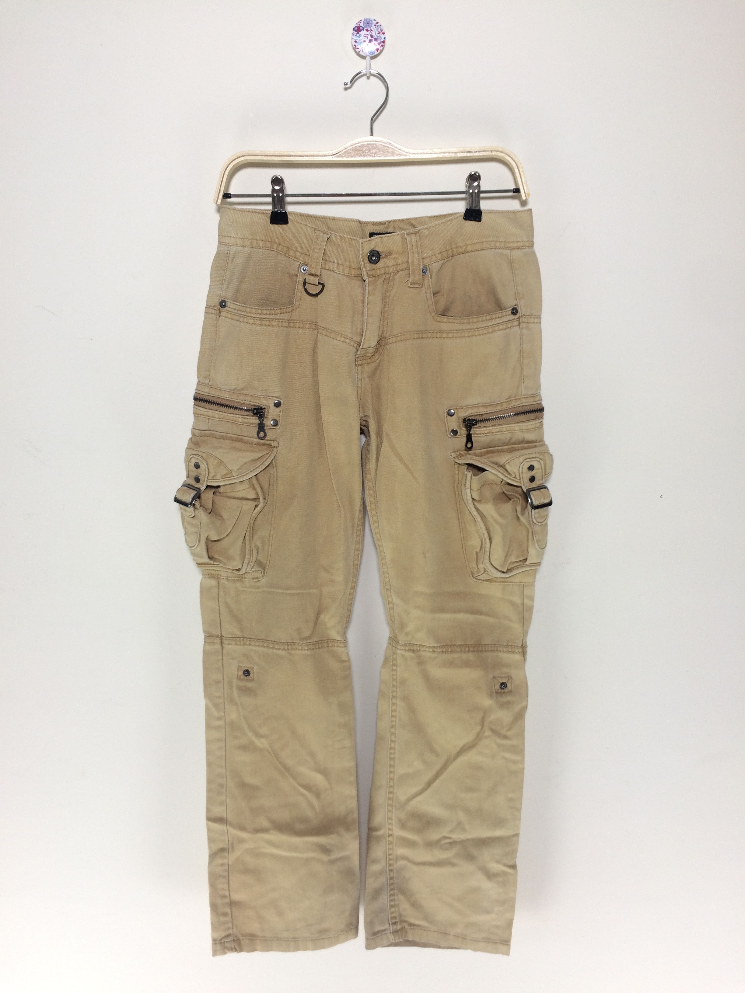 image of In The Attic Skull Punk Multi Pocket Tactical Cargo Pants in Brown, Men's (Size 30)