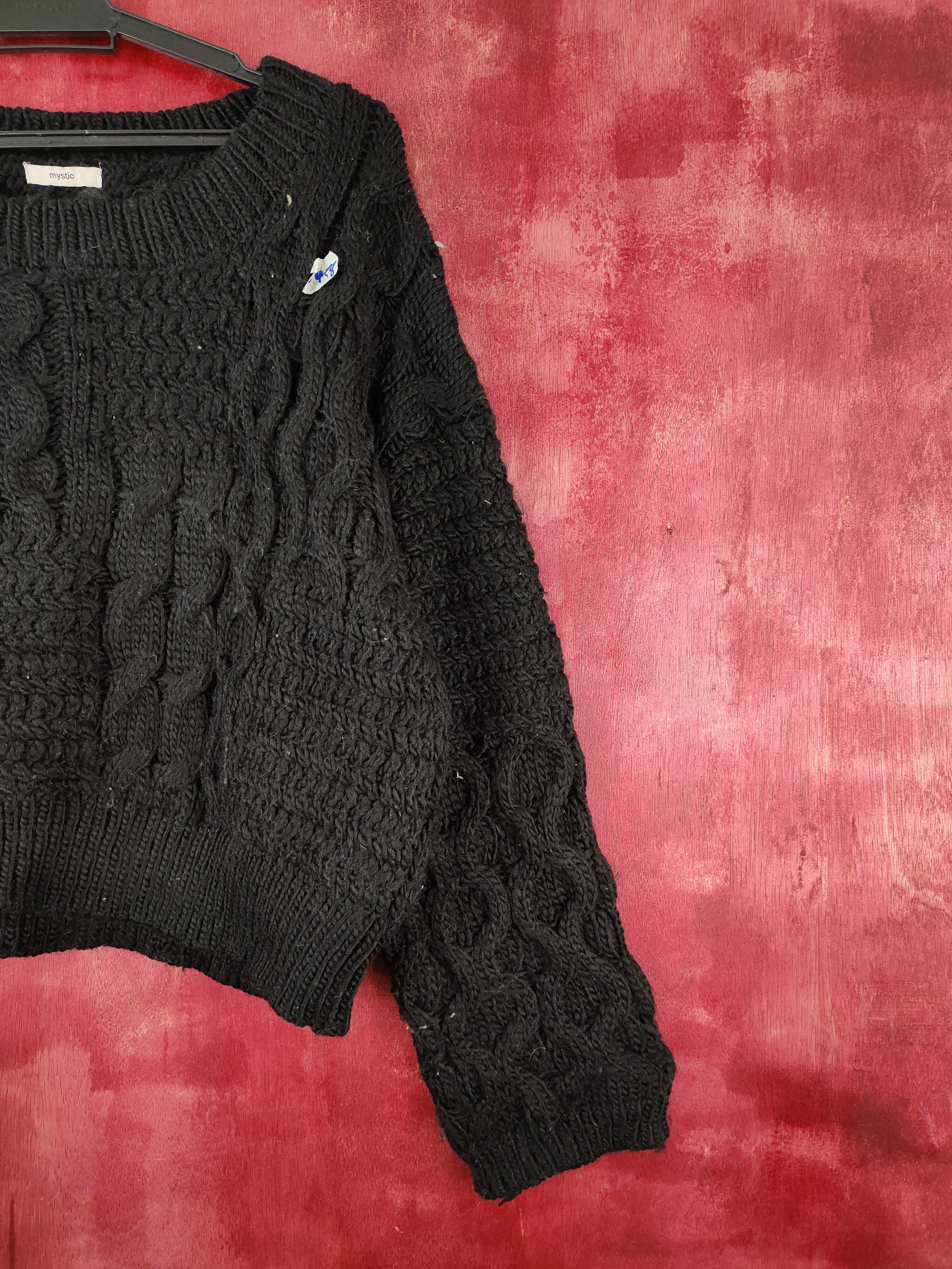 Aran Isles Knitwear × Japanese Brand Mystic Black cable Knitwear Crop Tops #5458 Size M / US 6-8 / IT 42-44 - 5 Thumbnail