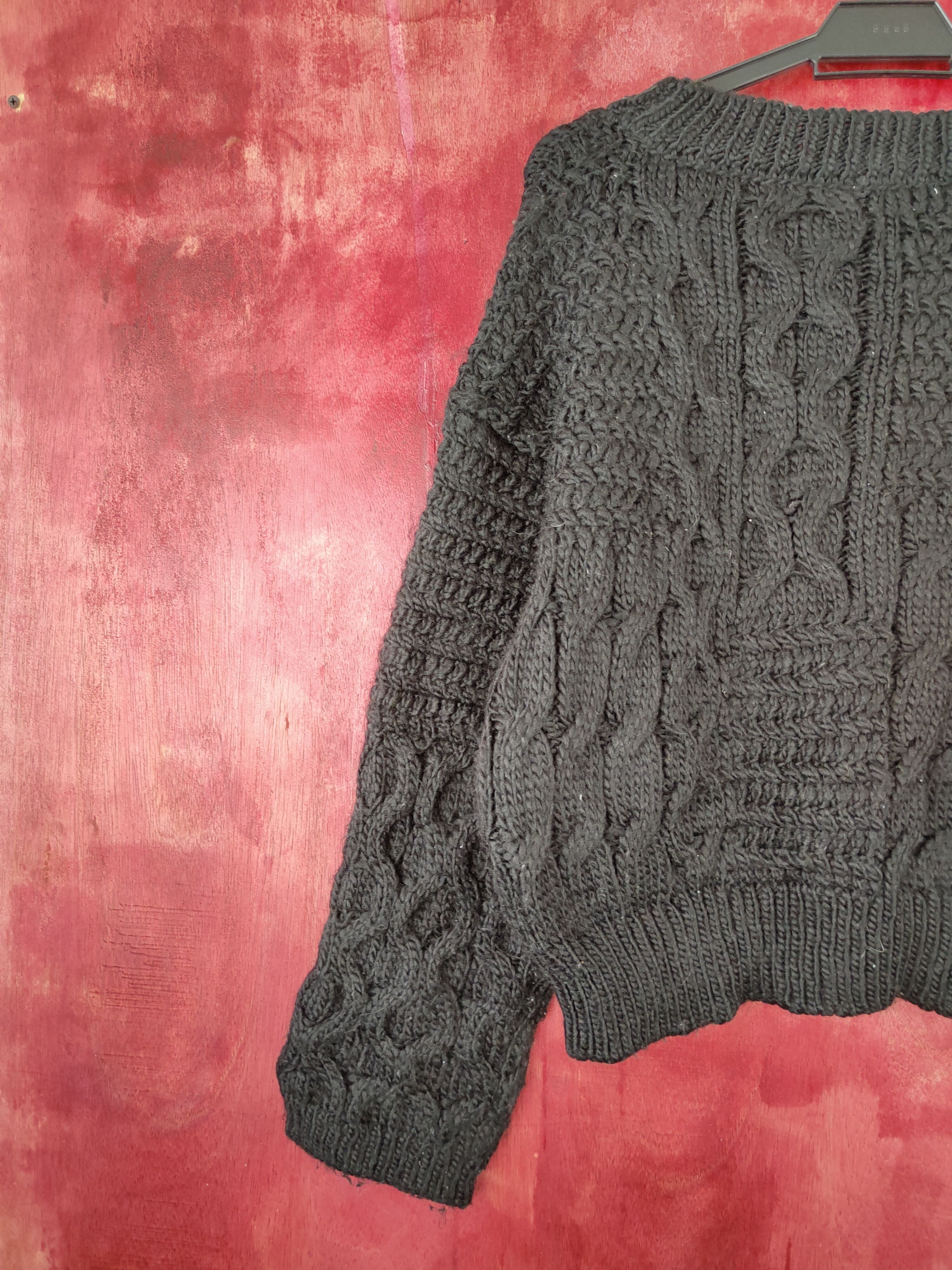 Aran Isles Knitwear × Japanese Brand Mystic Black cable Knitwear Crop Tops #5458 Size M / US 6-8 / IT 42-44 - 8 Thumbnail