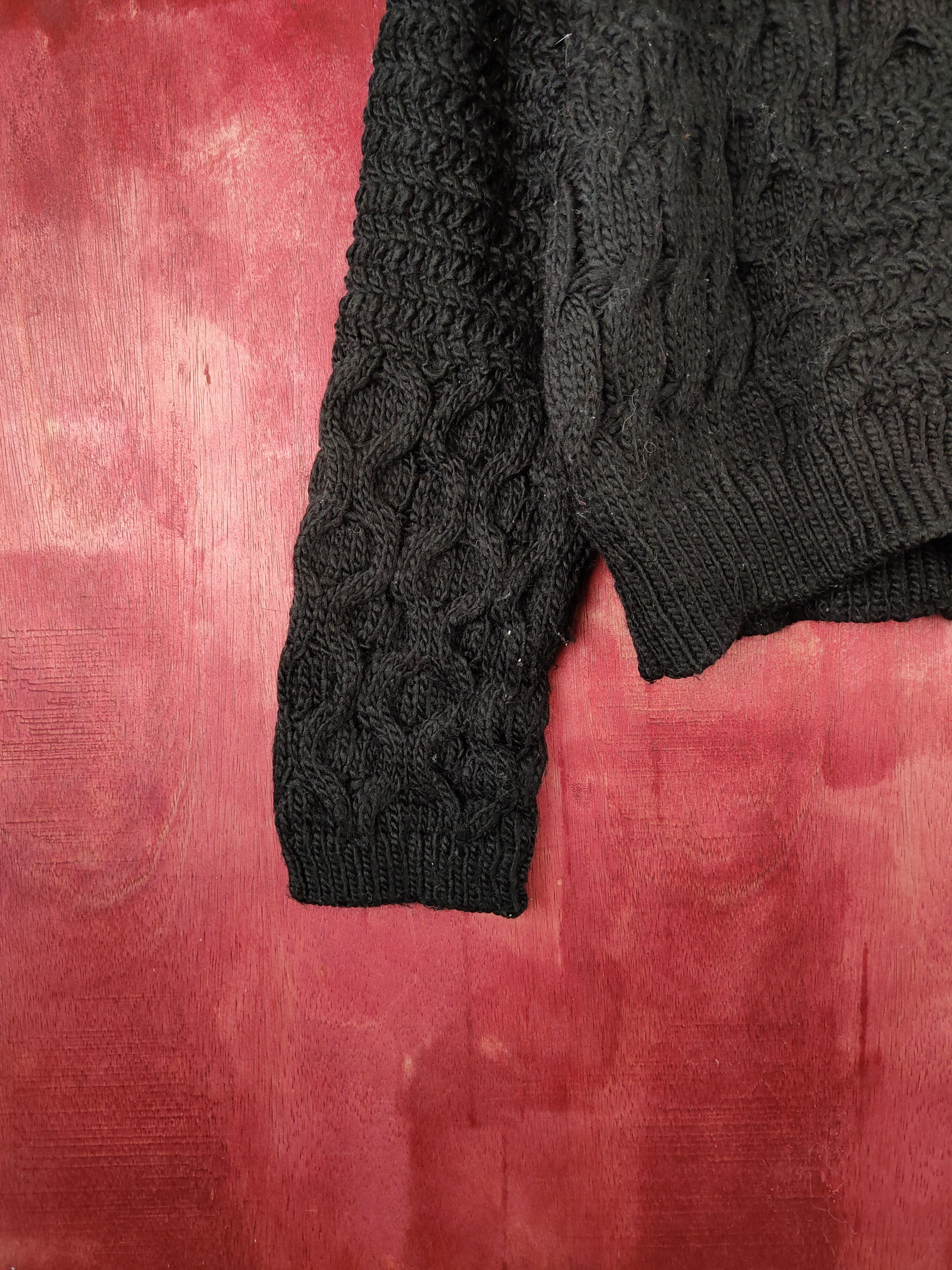 Aran Isles Knitwear × Japanese Brand Mystic Black cable Knitwear Crop Tops #5458 Size M / US 6-8 / IT 42-44 - 4 Thumbnail