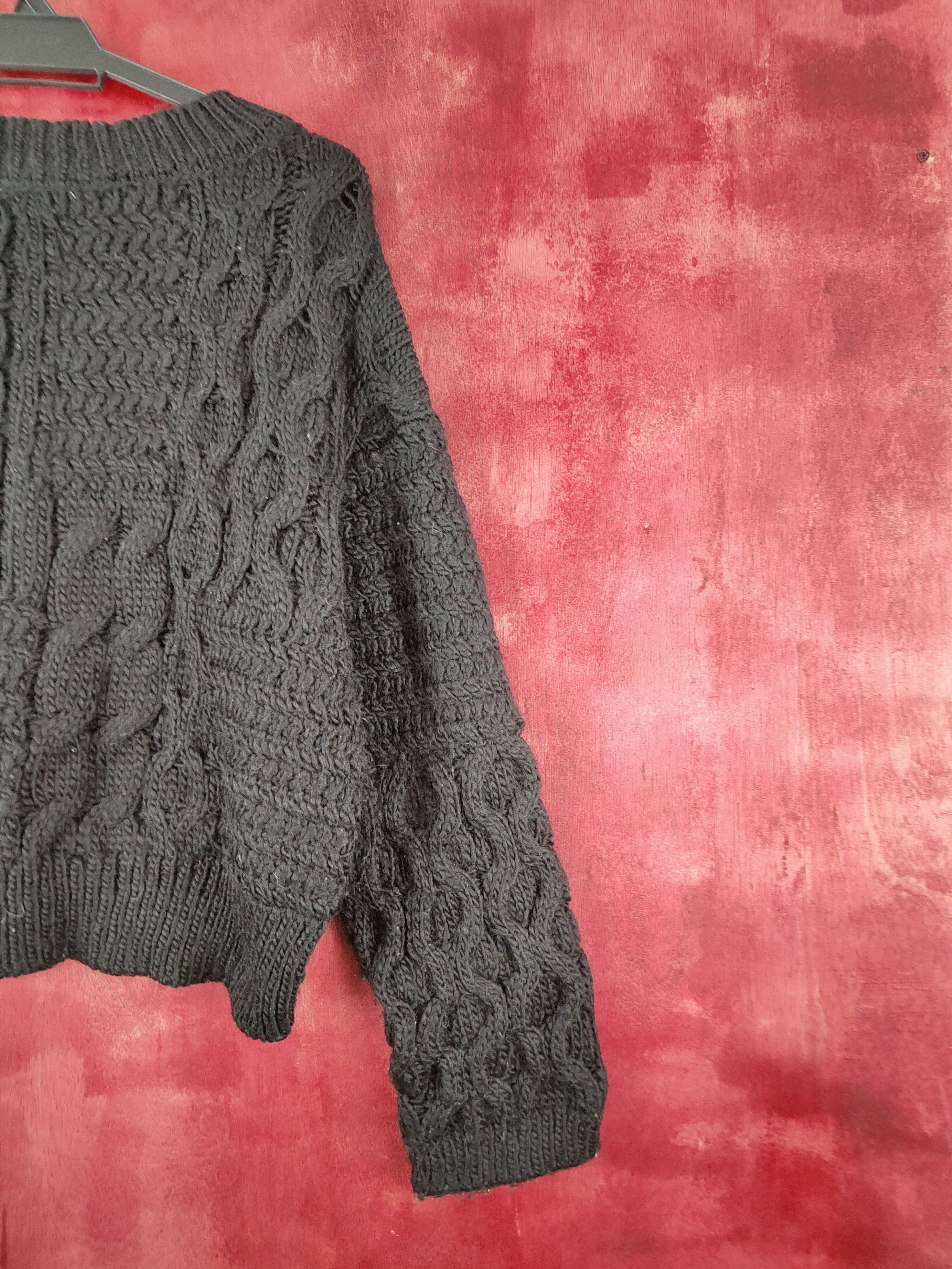 Aran Isles Knitwear × Japanese Brand Mystic Black cable Knitwear Crop Tops #5458 Size M / US 6-8 / IT 42-44 - 9 Thumbnail