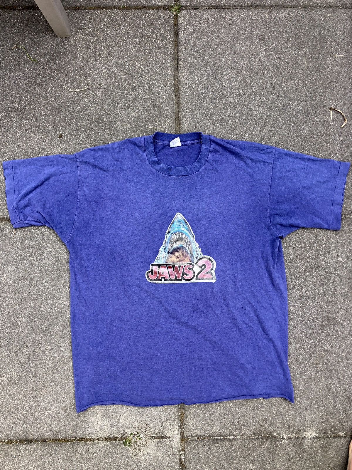 Japanese Brand × Vintage 70s sun faded single stitch jaws glitter print tee Size US L / EU 52-54 / 3 - 2 Thumbnail