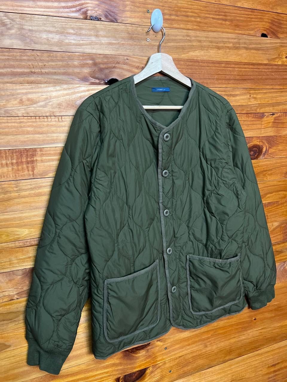 Japanese Brand J.FERRY MEN ARMY GREEN QUILTED JACKET Size US M / EU 48-50 / 2 - 2 Thumbnail